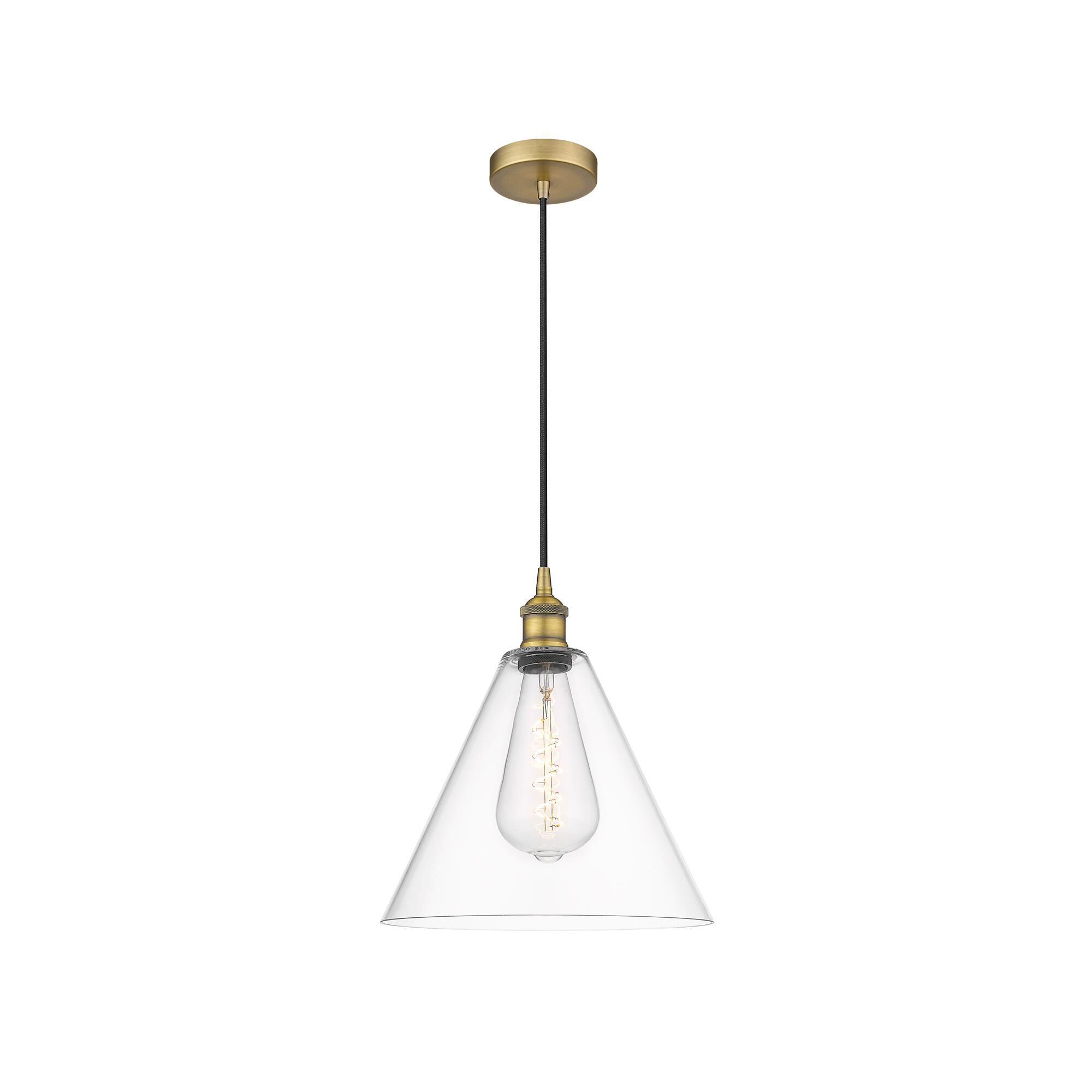 Shown in Brushed Brass finish and Cased Matte White glass