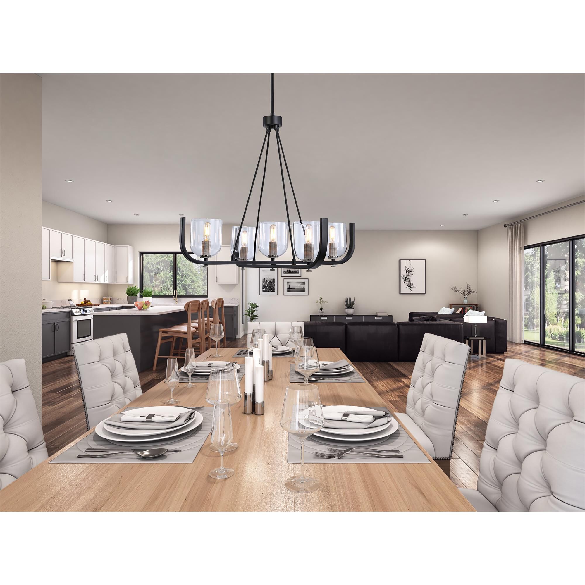 Shown in Black and Nickel finish and Clear glass