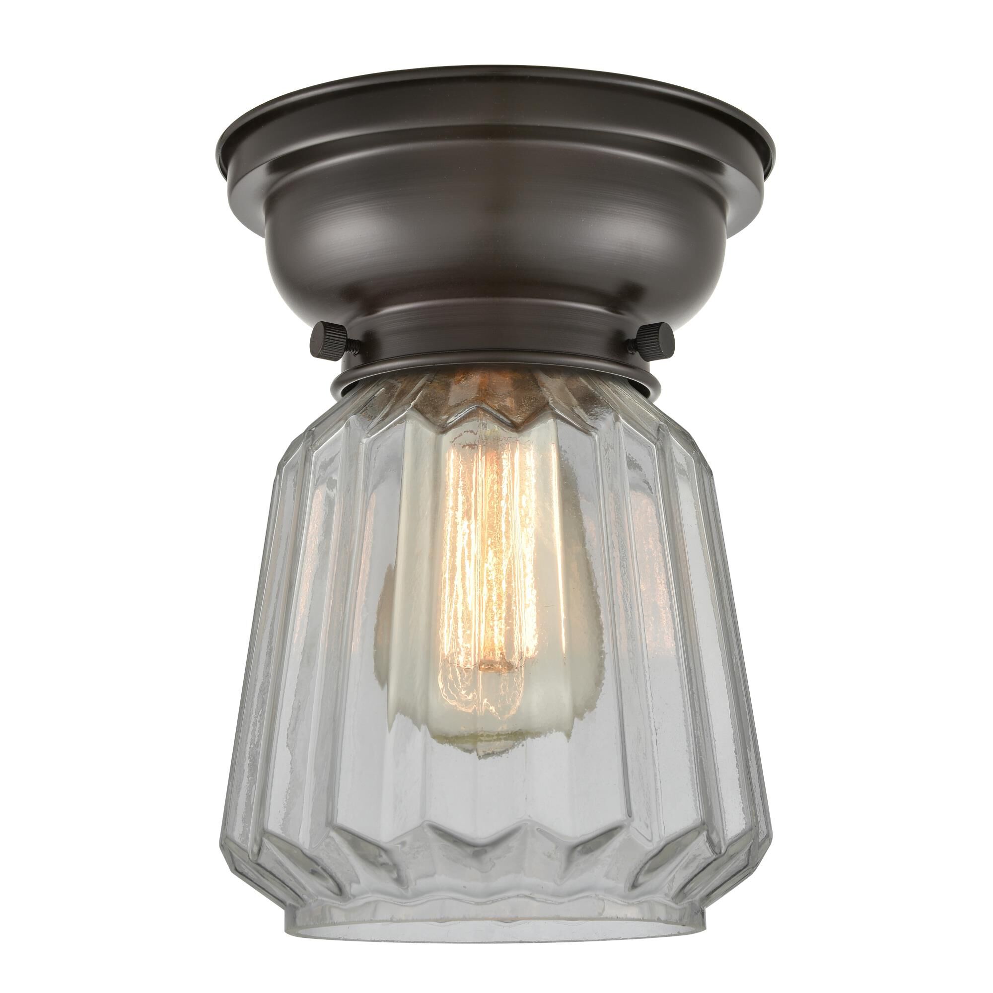 Shown in Oil Rubbed Bronze finish and Novelty glass and Glass shade