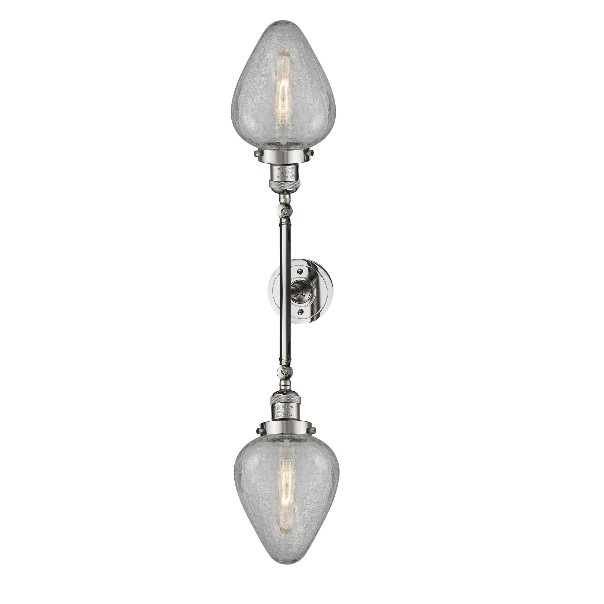 Shown in Polished Nickel finish and Clear Crackle glass