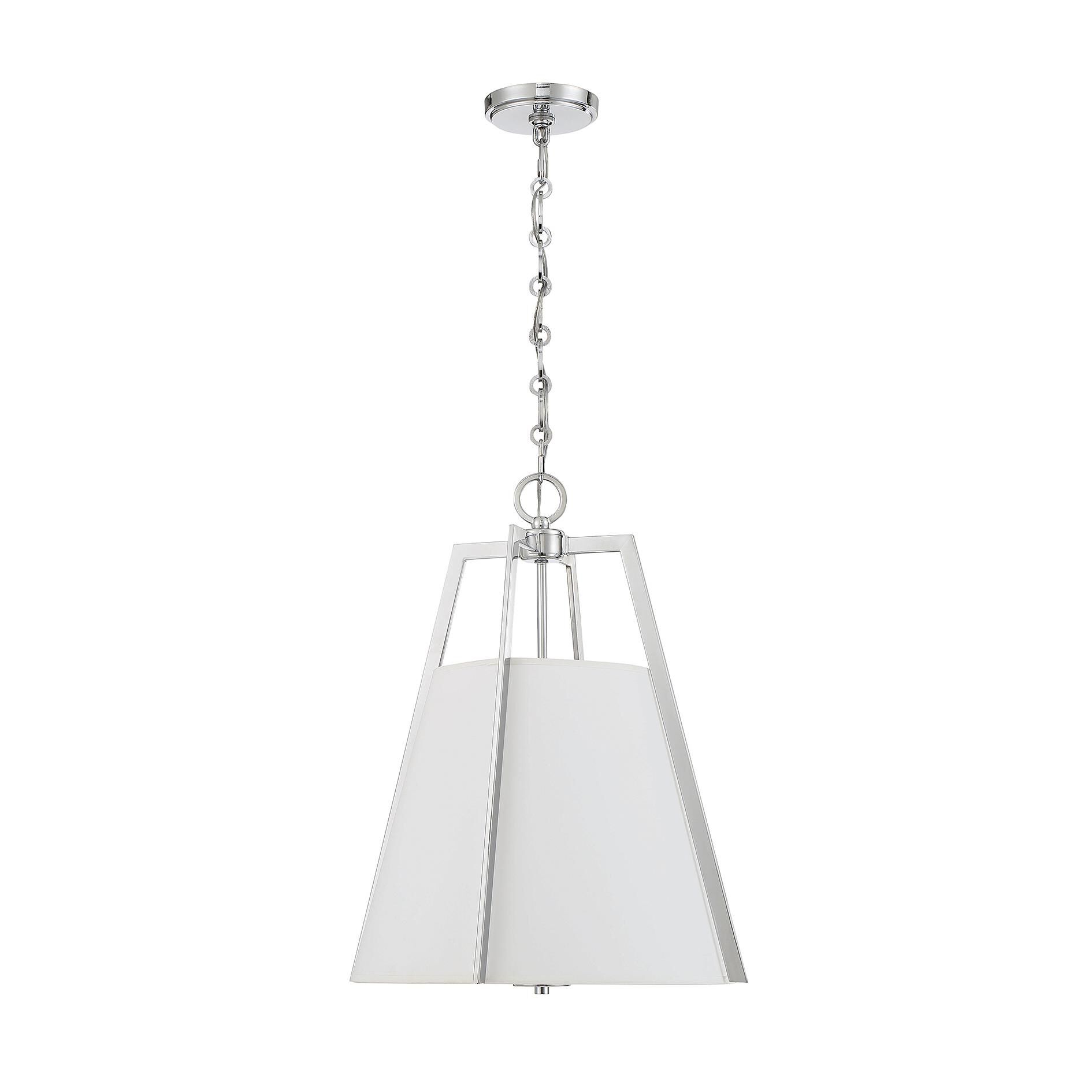 Shown in Polished Chrome finish and White Fabric shade