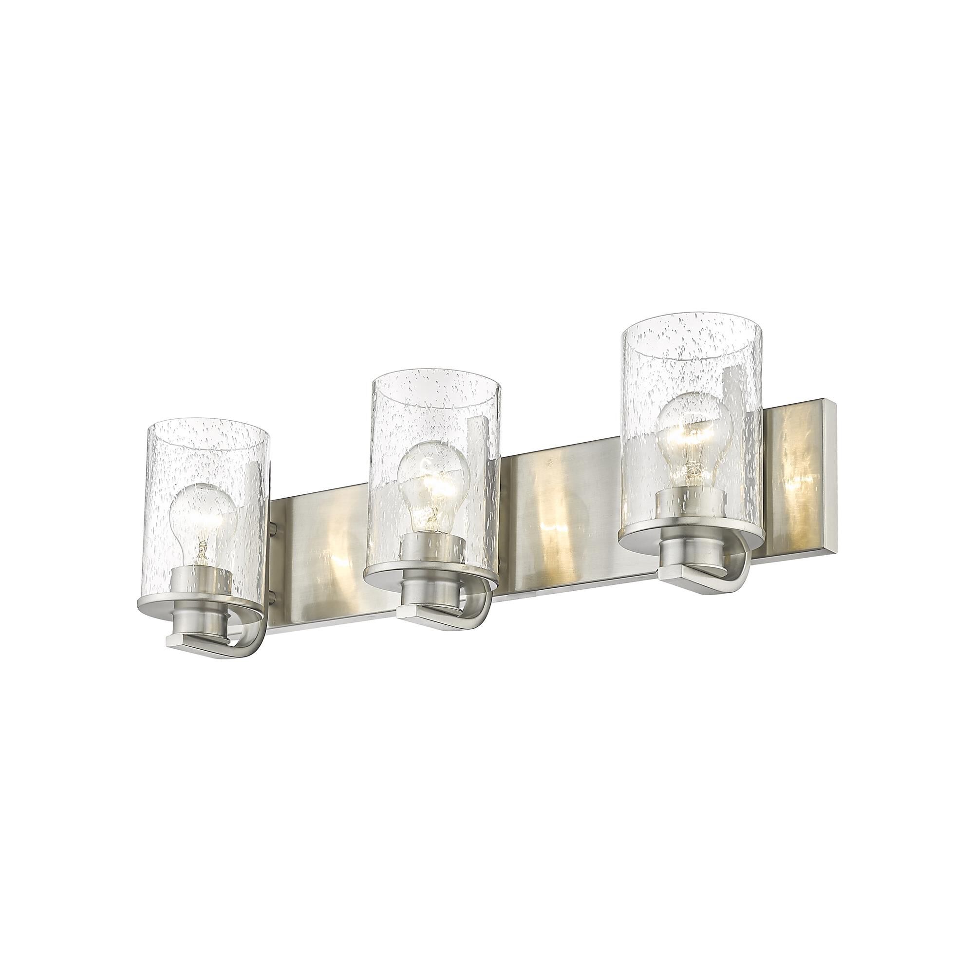 Shown in Brushed Nickel finish and Glass shade