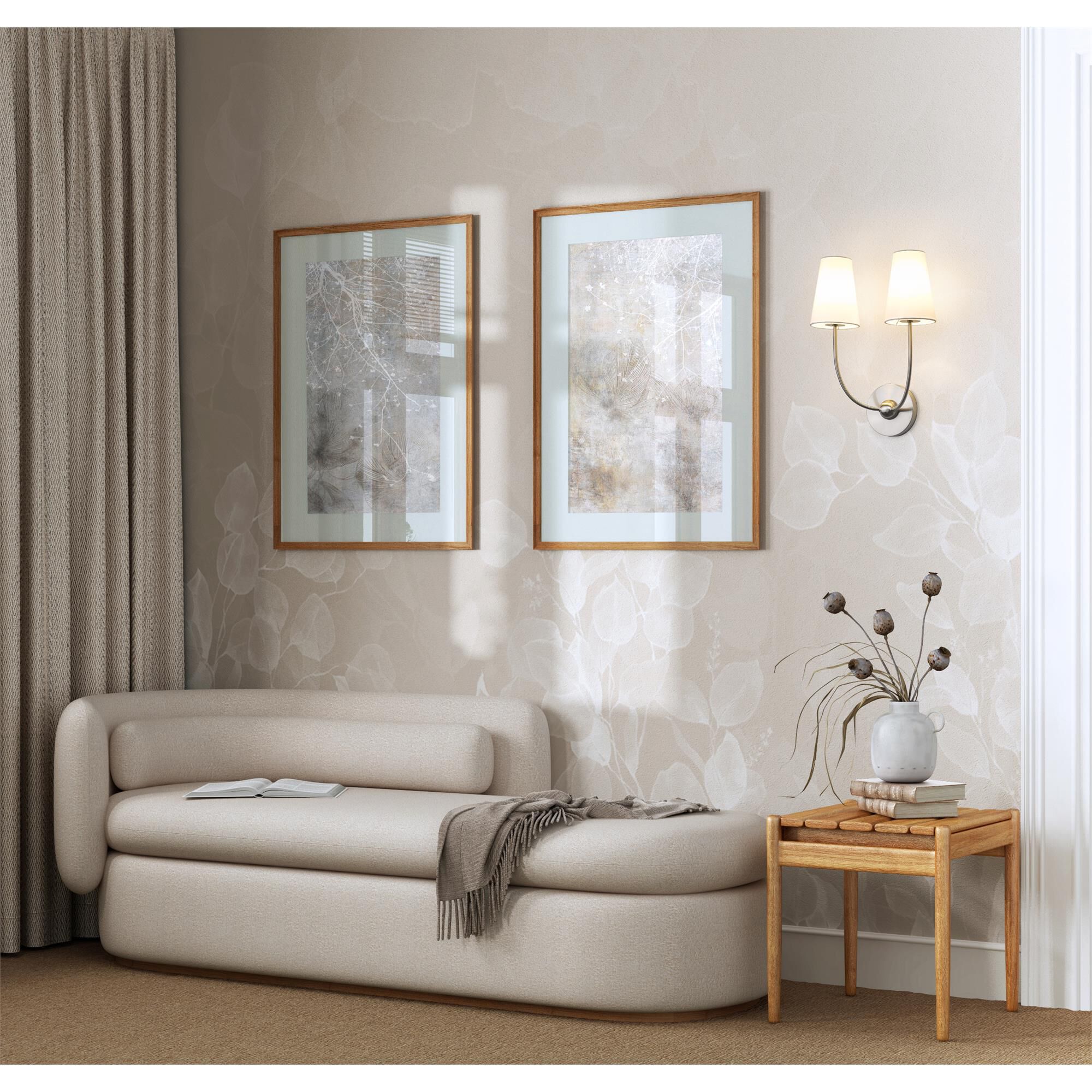 Shown in Brushed Nickel finish and White glass