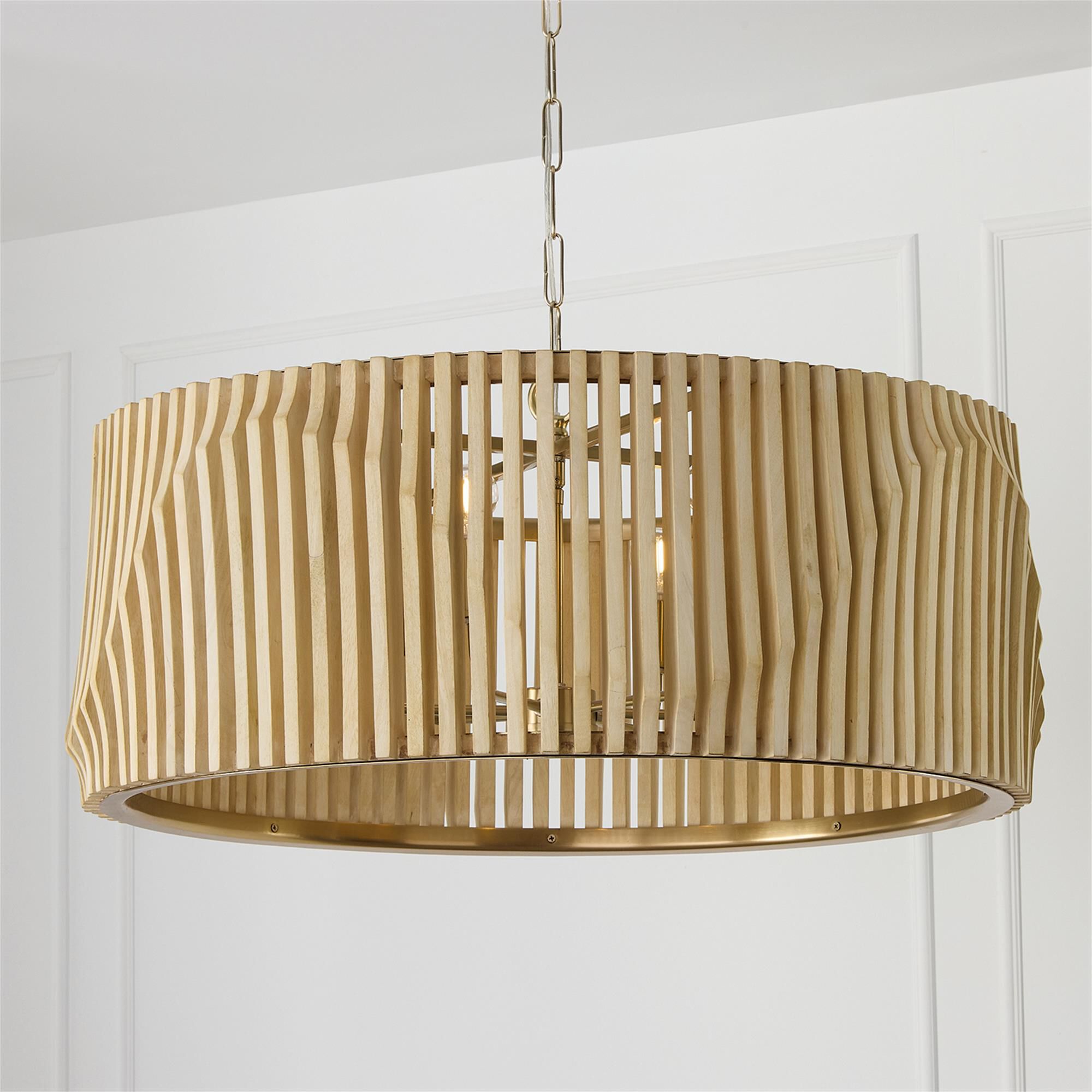 Shown in Blonde Wood And Matte Brass finish