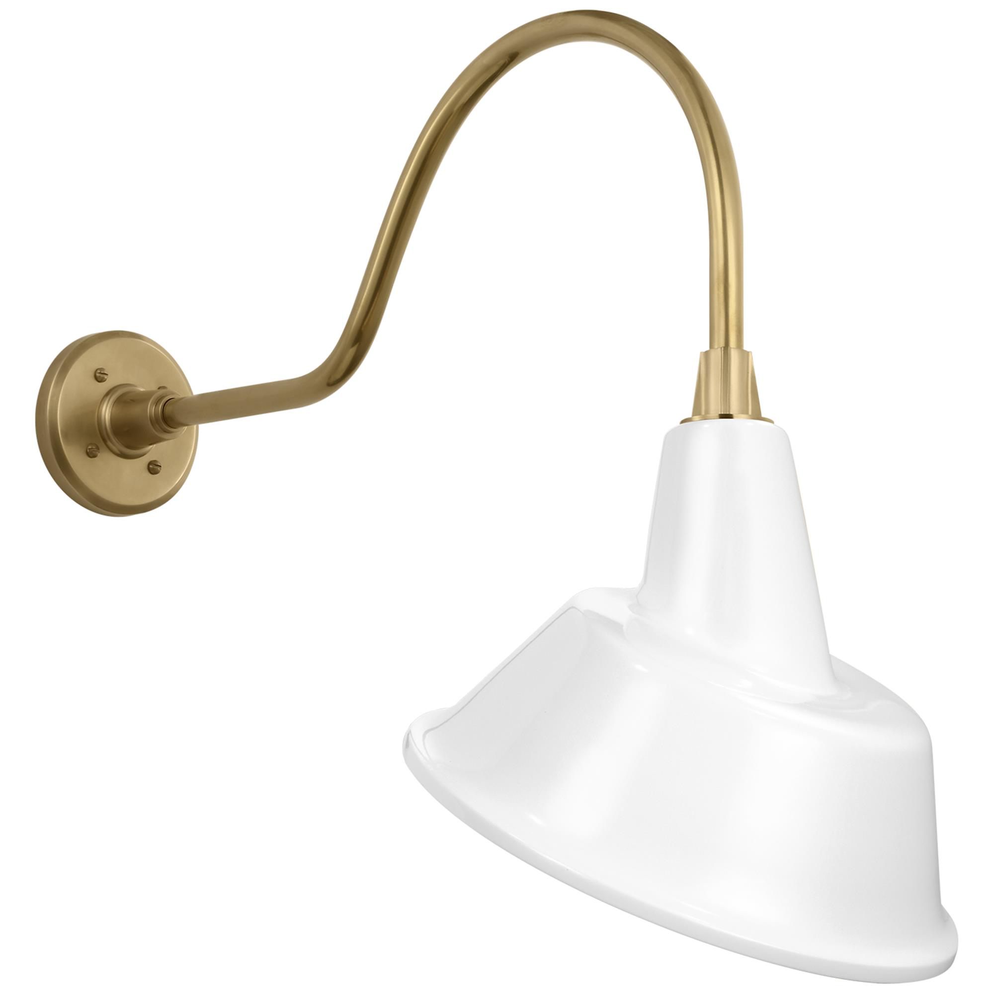 Shown in Hand-Rubbed Antique Brass finish and White Tilted Bowers shade