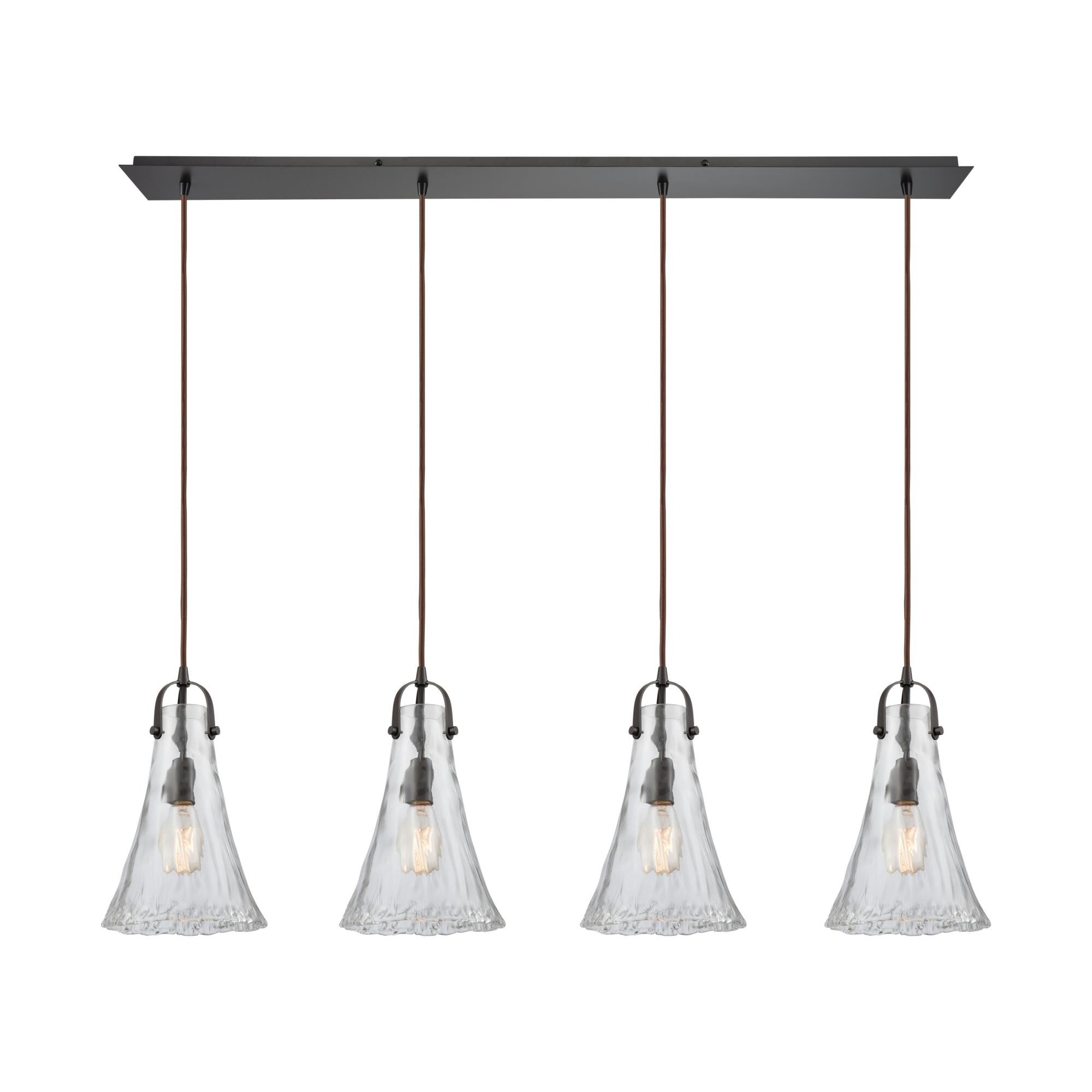 Hand-Formed Glass 46 Inch 4 Light Linear Suspension Light by ELK Lighting