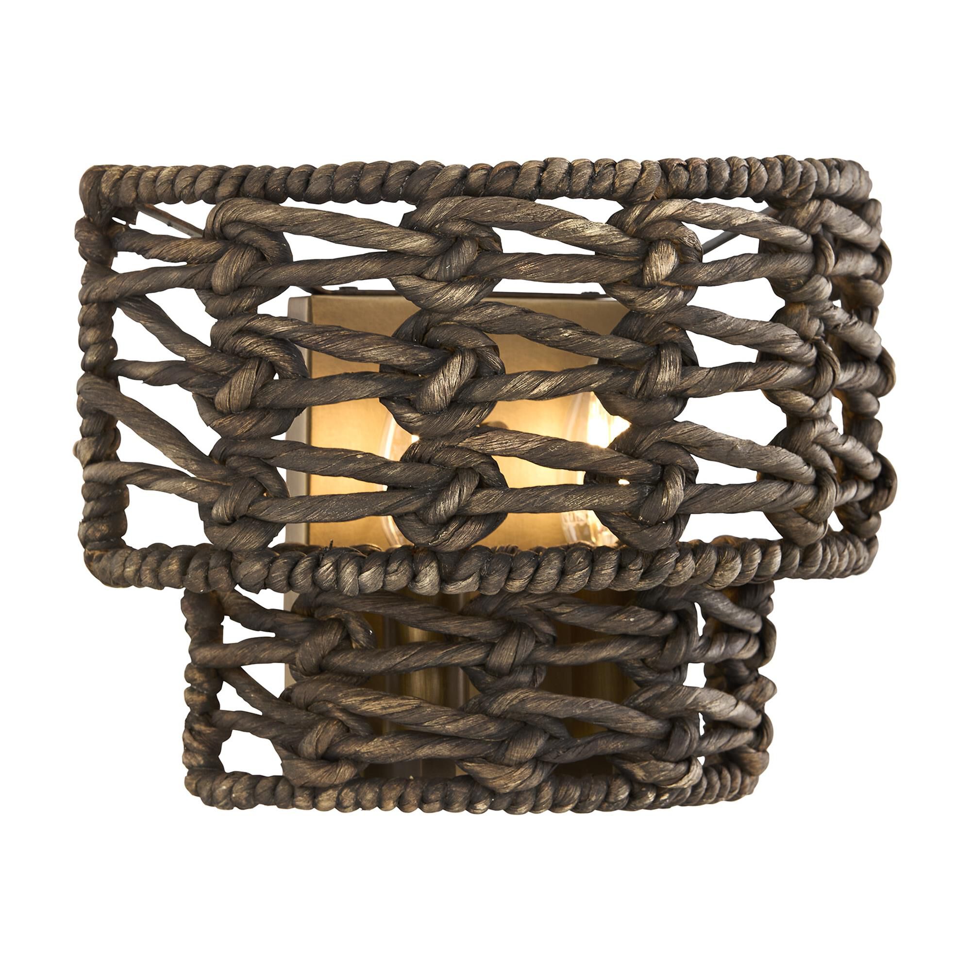 Shown in Riviera Brass finish and Dark Water Hyacinth shade