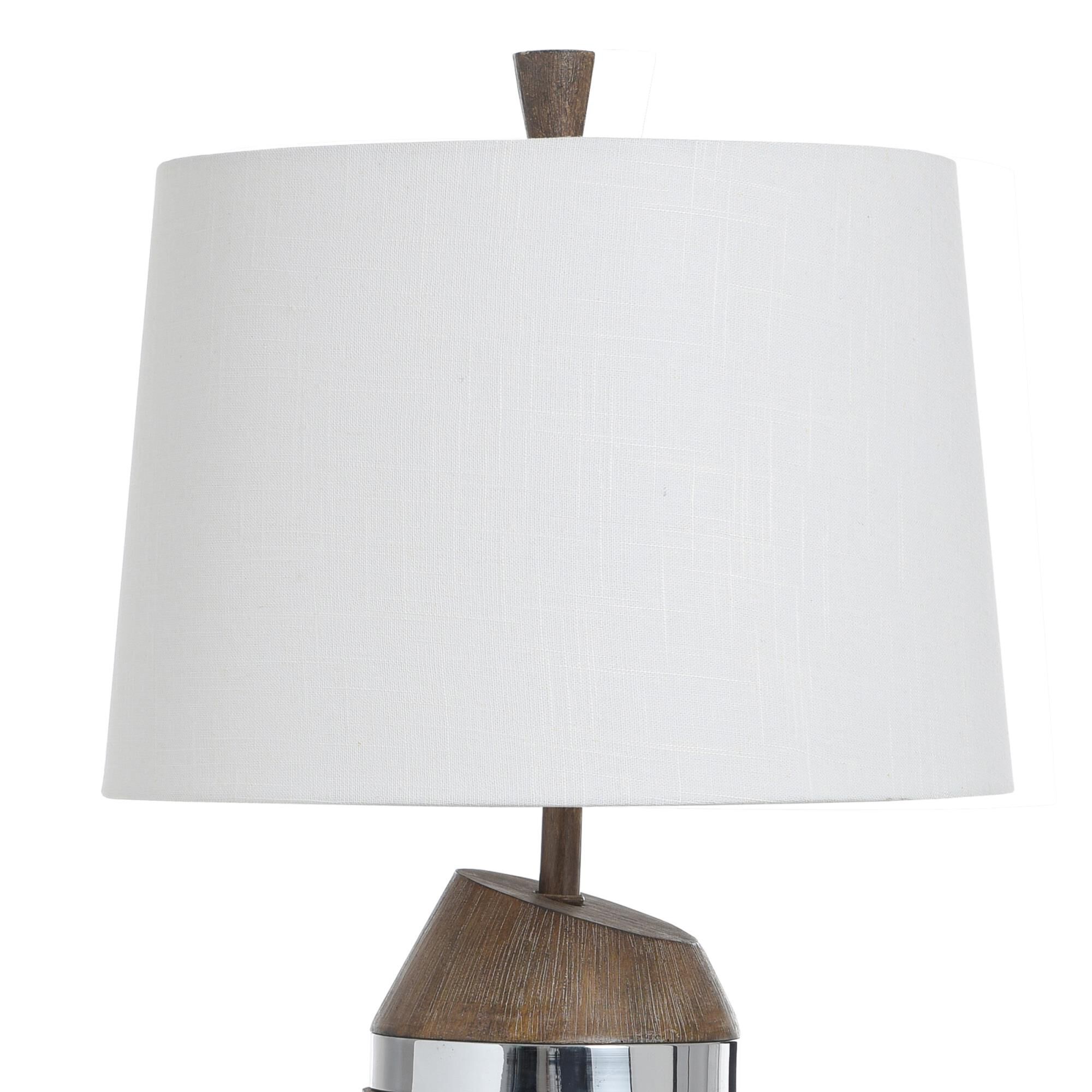 Shown in Brushed Steel finish and Off-White Linen shade