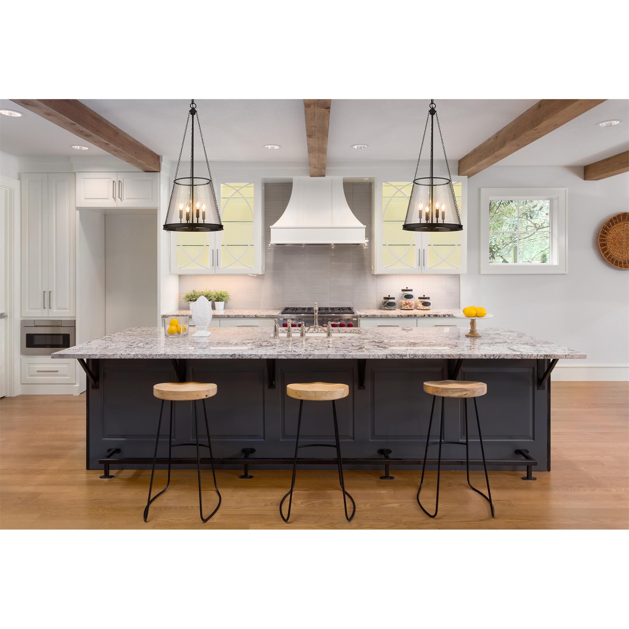 Shown in Matte Black finish and Clear glass and Clear shade