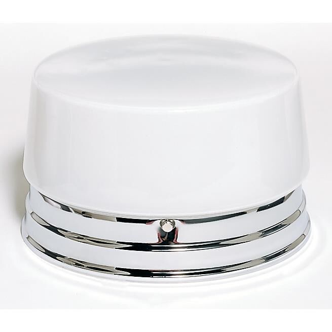 Shown in Polished Chrome finish and Medium White Drum glass