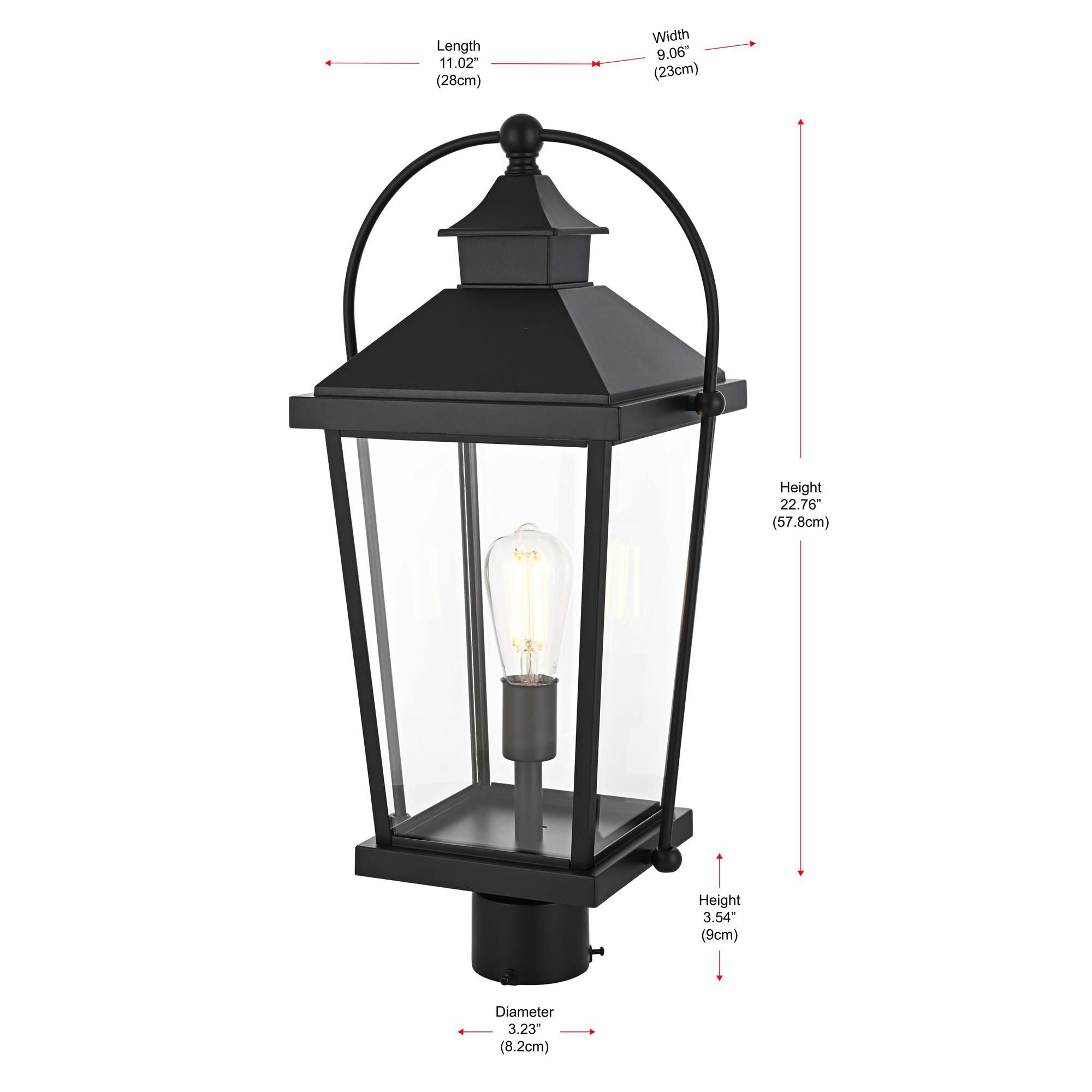 Shown in Black finish and Clear glass