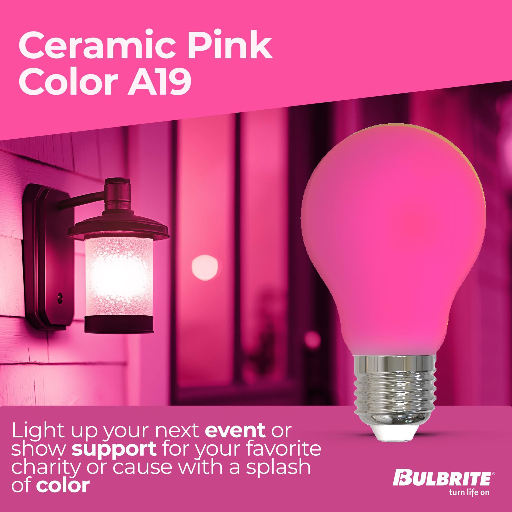 Ceramic Pink A19 Base E26 LED Light Bulb,