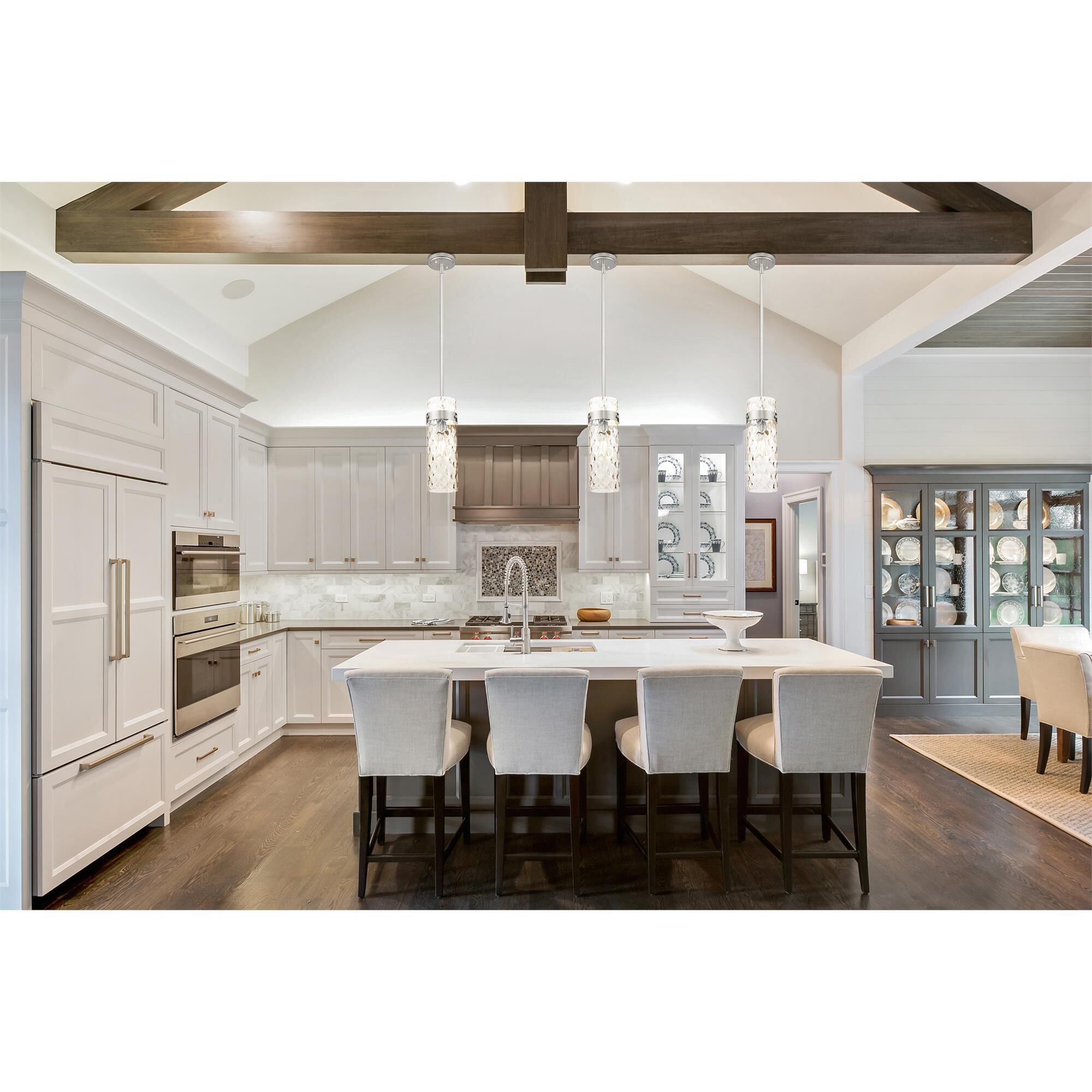 Shown in Brushed Nickel finish and Clear Water glass and Clear Water shade