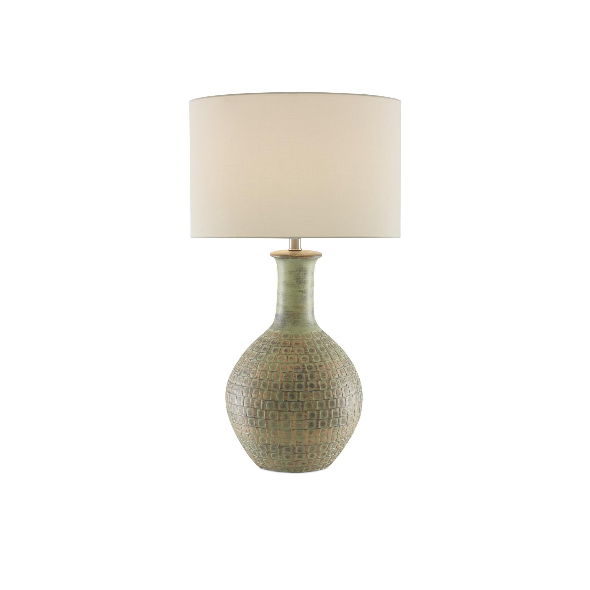Shown in Dark Moss Green - Gold finish and Ivory Shantung shade