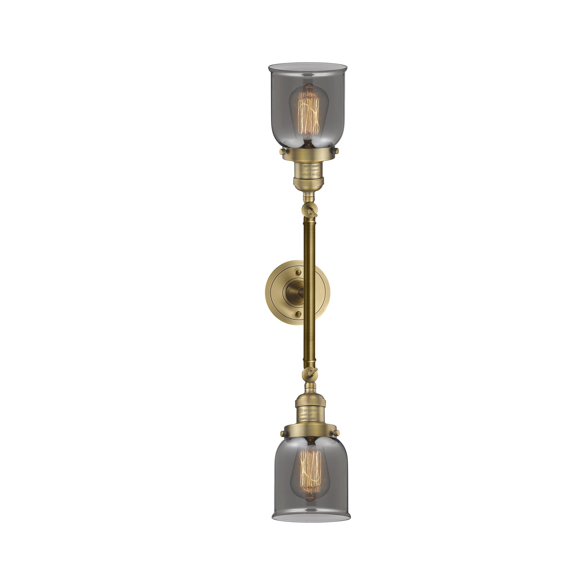 Shown in Brushed Brass finish and Plated Smoked glass