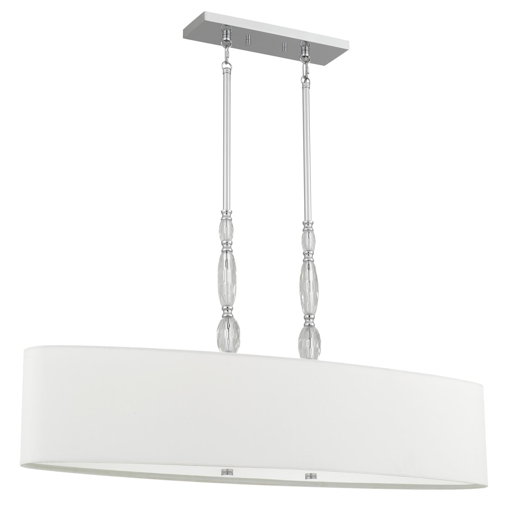 Shown in Polished Chrome finish and White Linen Fabric shade