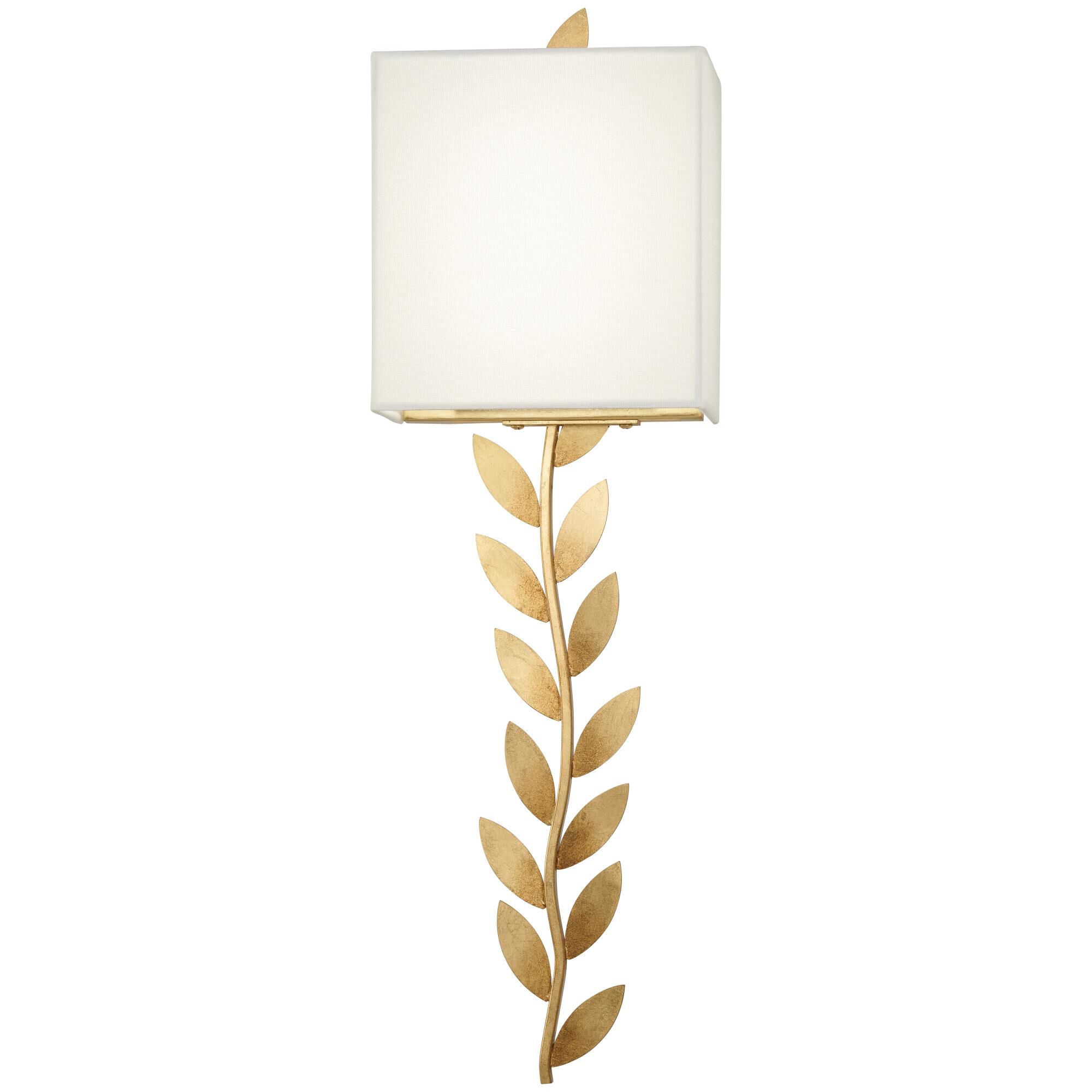 Shown in Ardent Gold Leaf Finish finish and White Linen shade