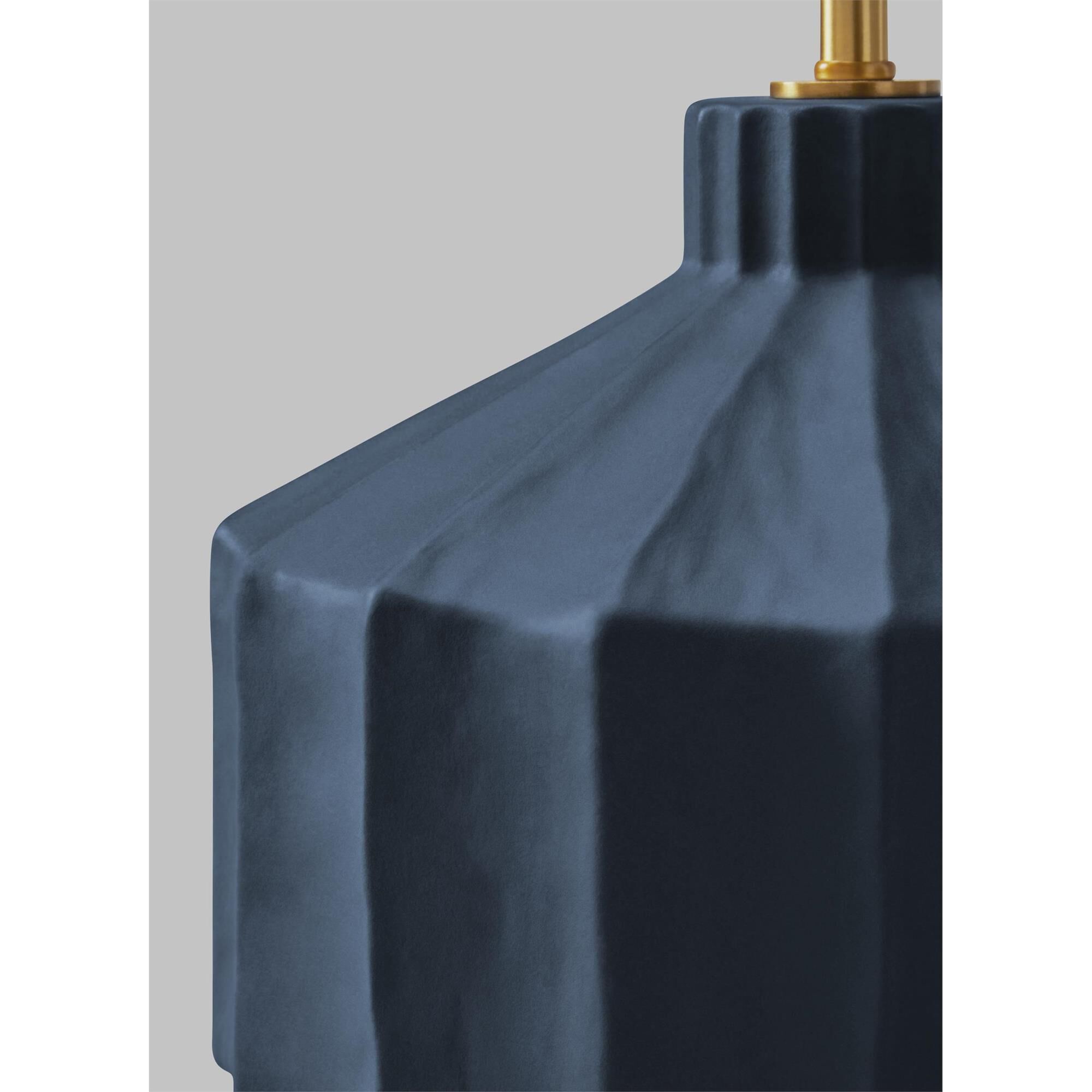 Shown in Matte Medium Blue Wash finish and White Linen Fabric shade