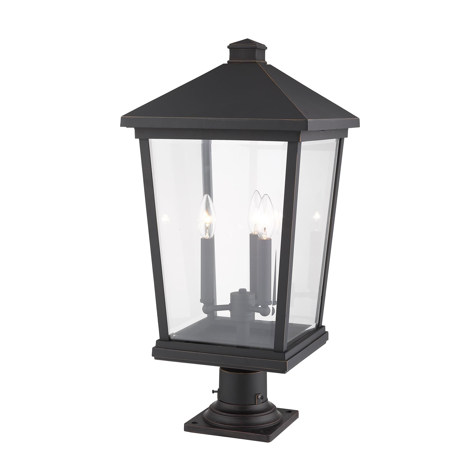 Shown in Oil Rubbed Bronze finish and Glass shade