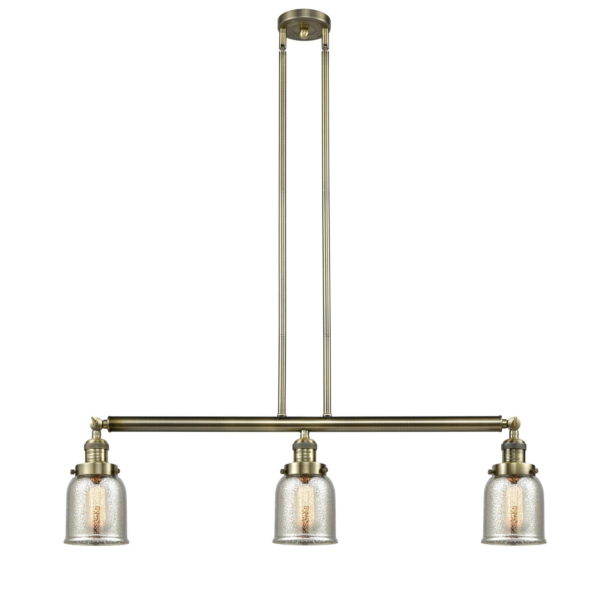 Shown in Antique Brass finish and Silver Plated Mercury Small Bell glass