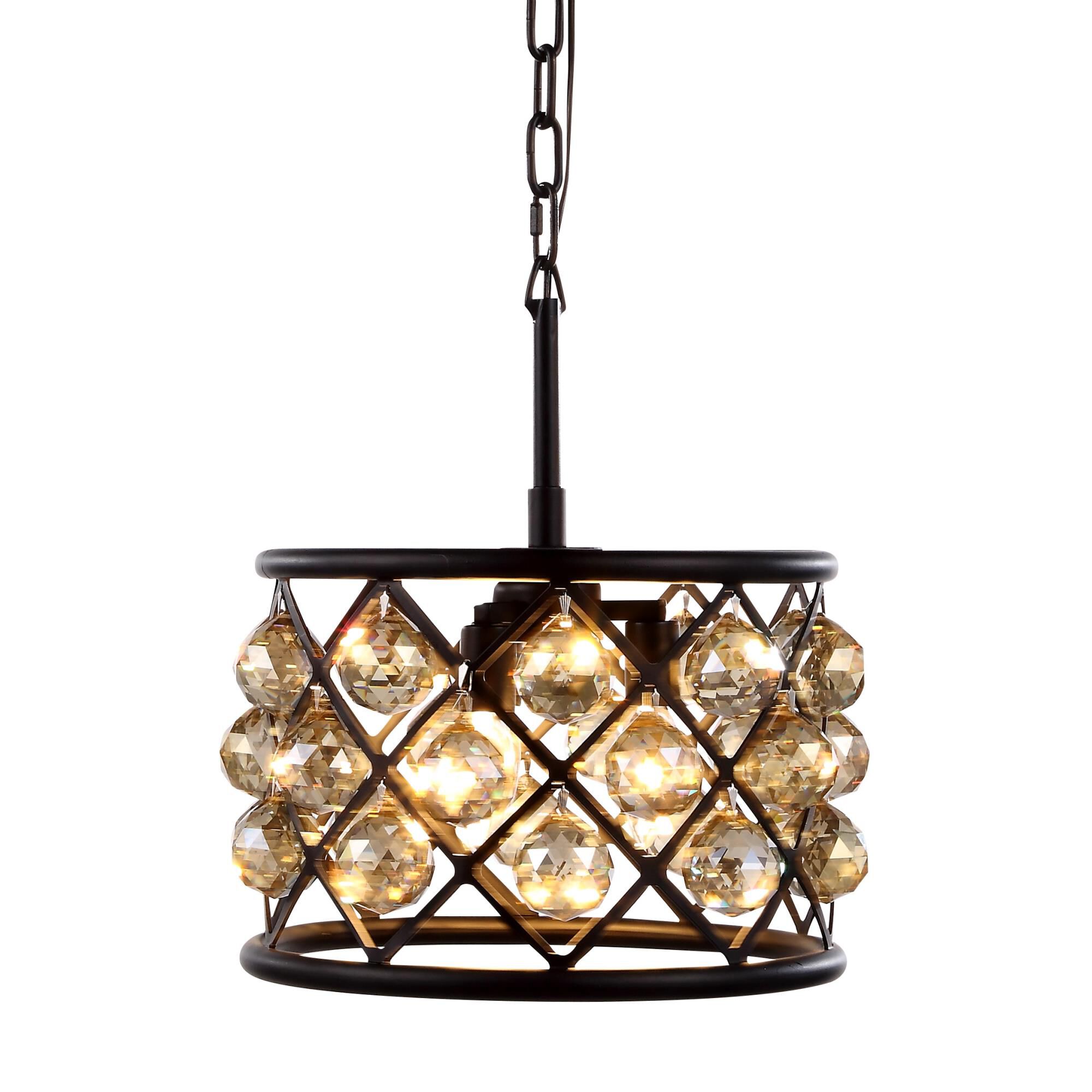 Shown in Matte Black finish and Royal Cut crystal and Golden Teak (Smoky) accent