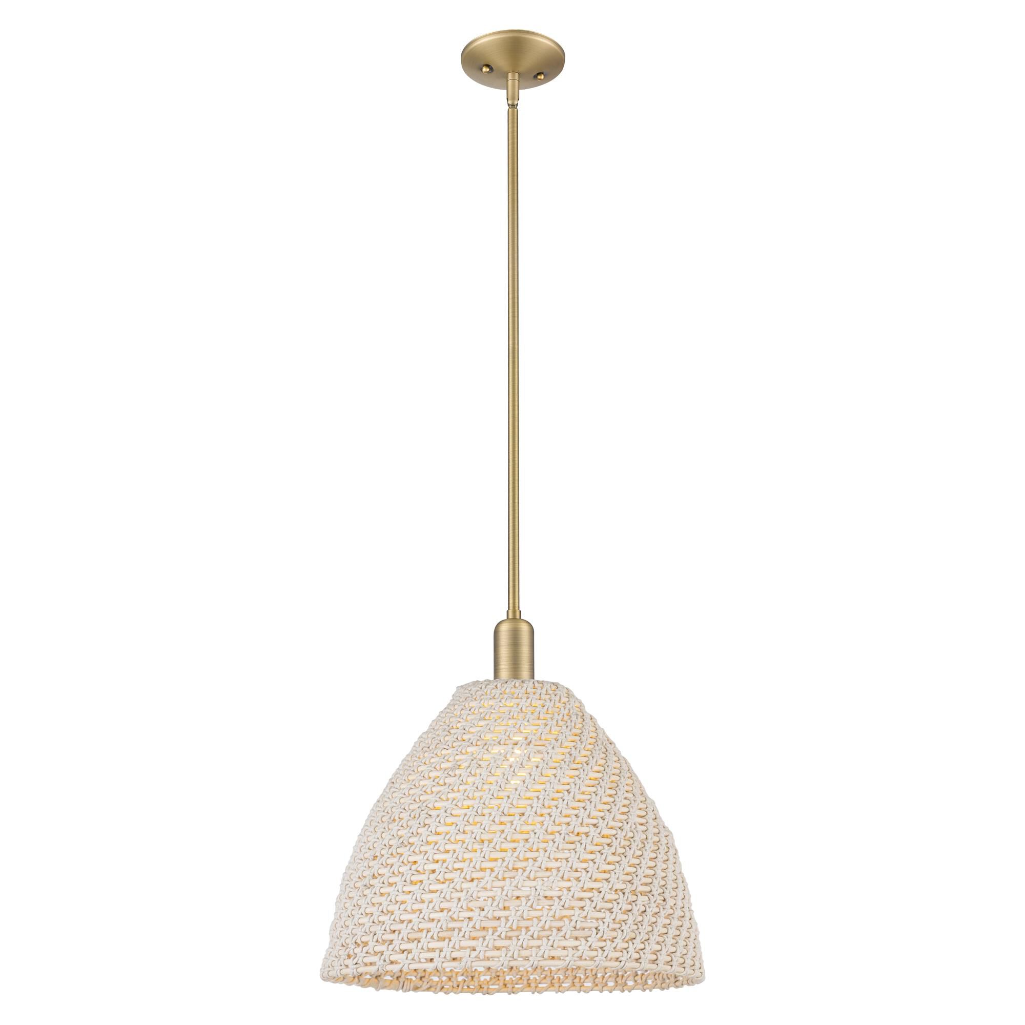 Shown in Brushed Brass finish and Natural shade