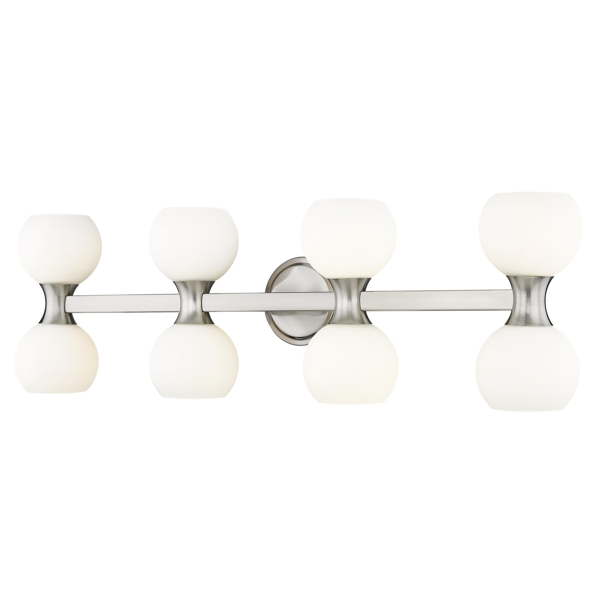 Shown in Brushed Nickel finish and Matte Opal glass