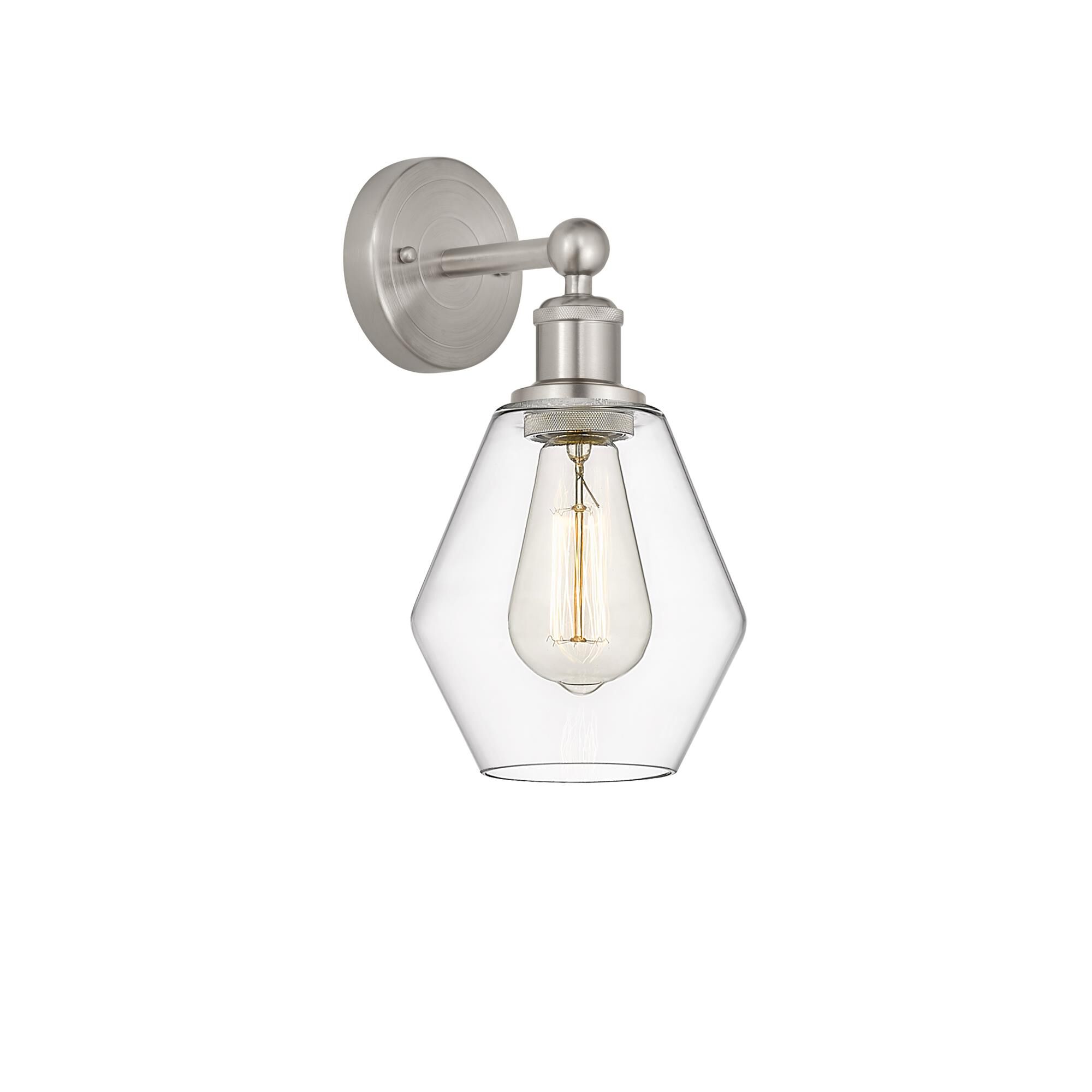 Shown in Brushed Satin Nickel, Clear finish and Clear glass and Clear Glass shade