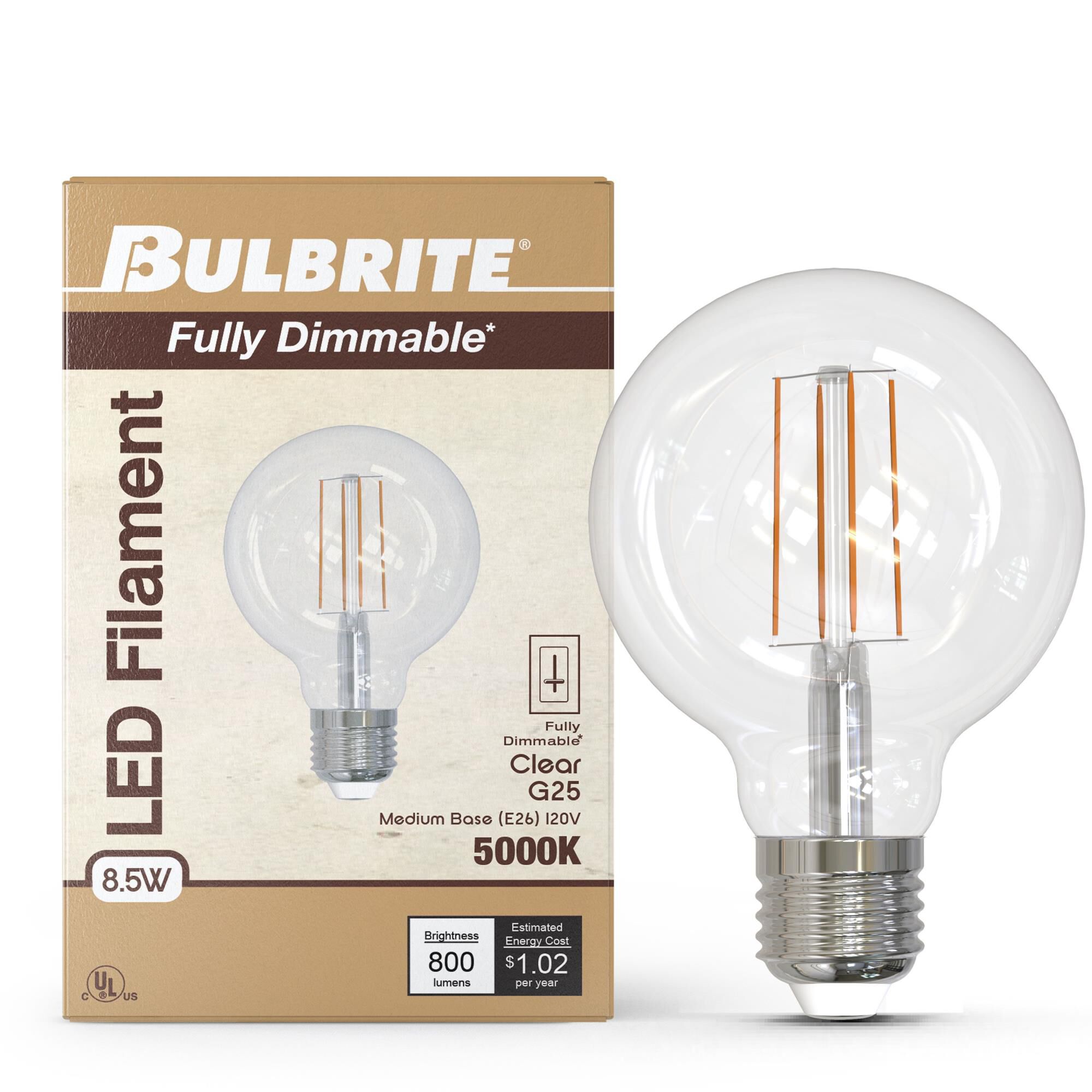 Clear G25 Base E26 5000K LED Light Bulb by Bulbrite