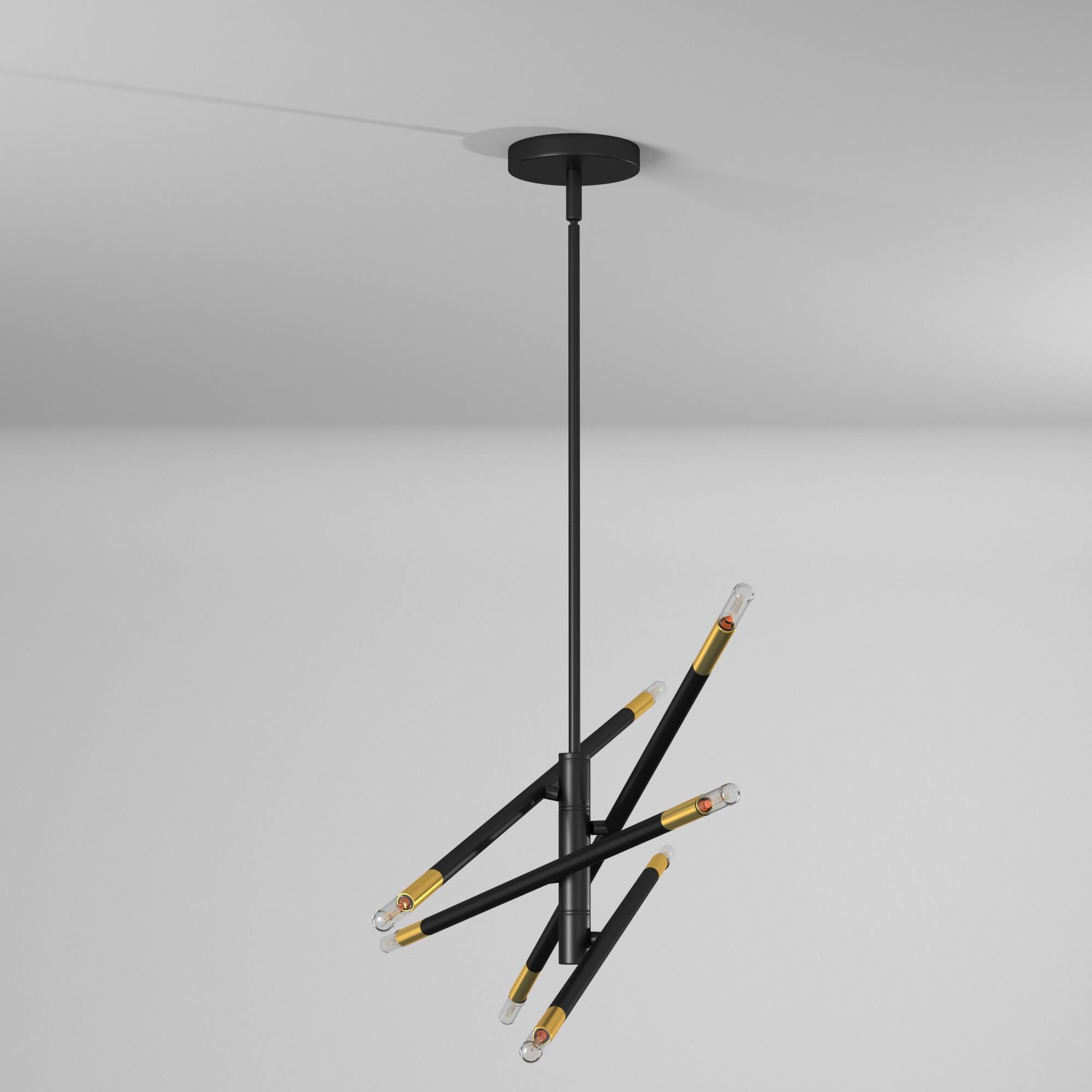 Shown in Matte Black finish and Matte Black glass and Aged Brass accent