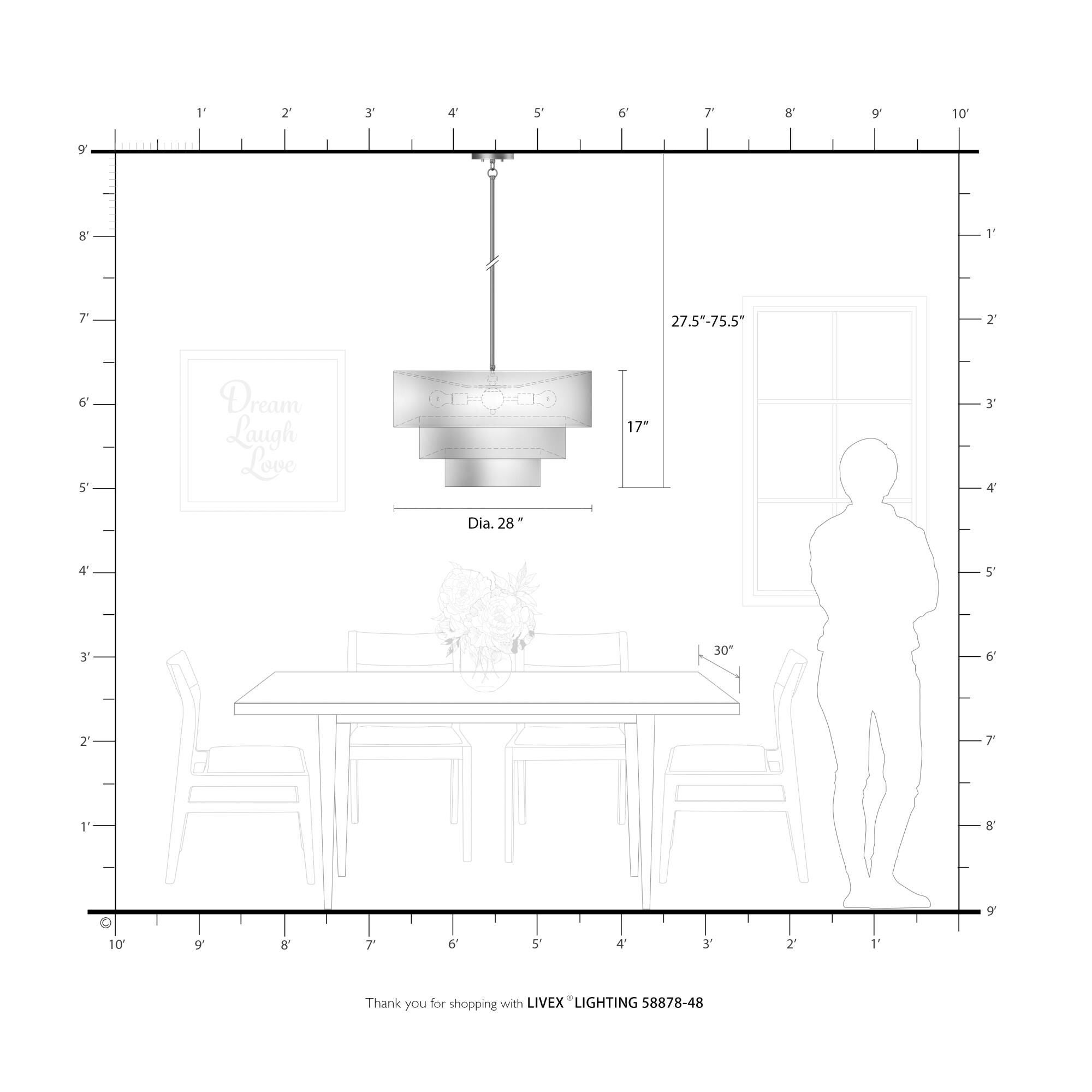 Bellingham 28 Inch Large Pendant by Livex Lighting