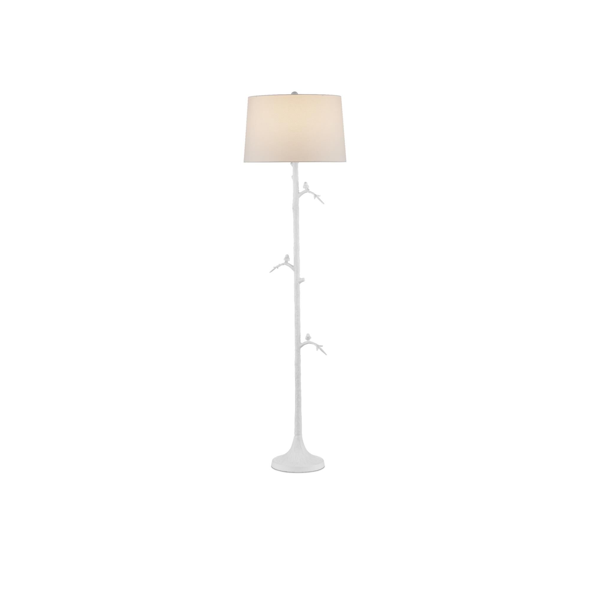 Shown in Gesso White finish and Off-White Linen shade