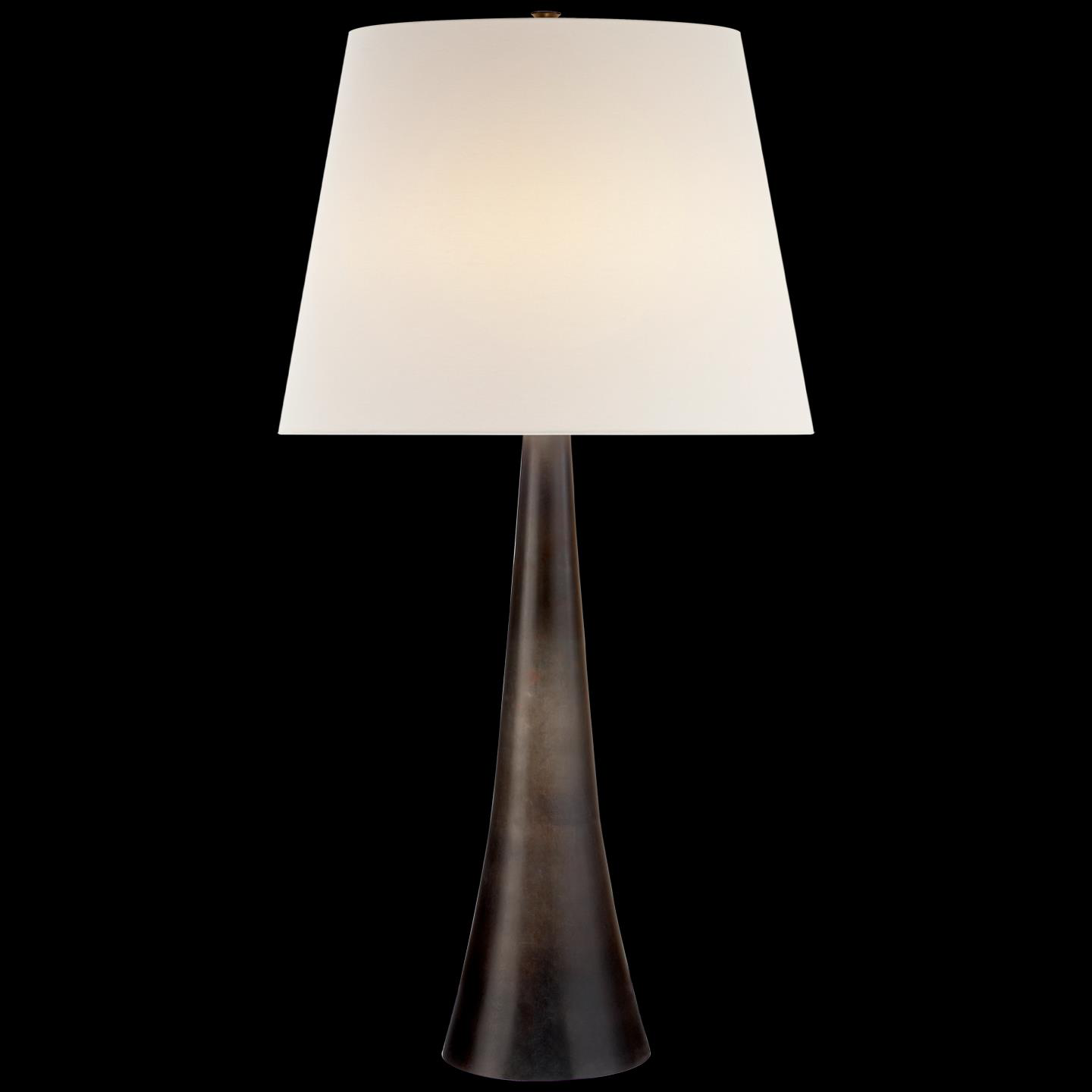 Shown in Aged Iron finish and Linen shade