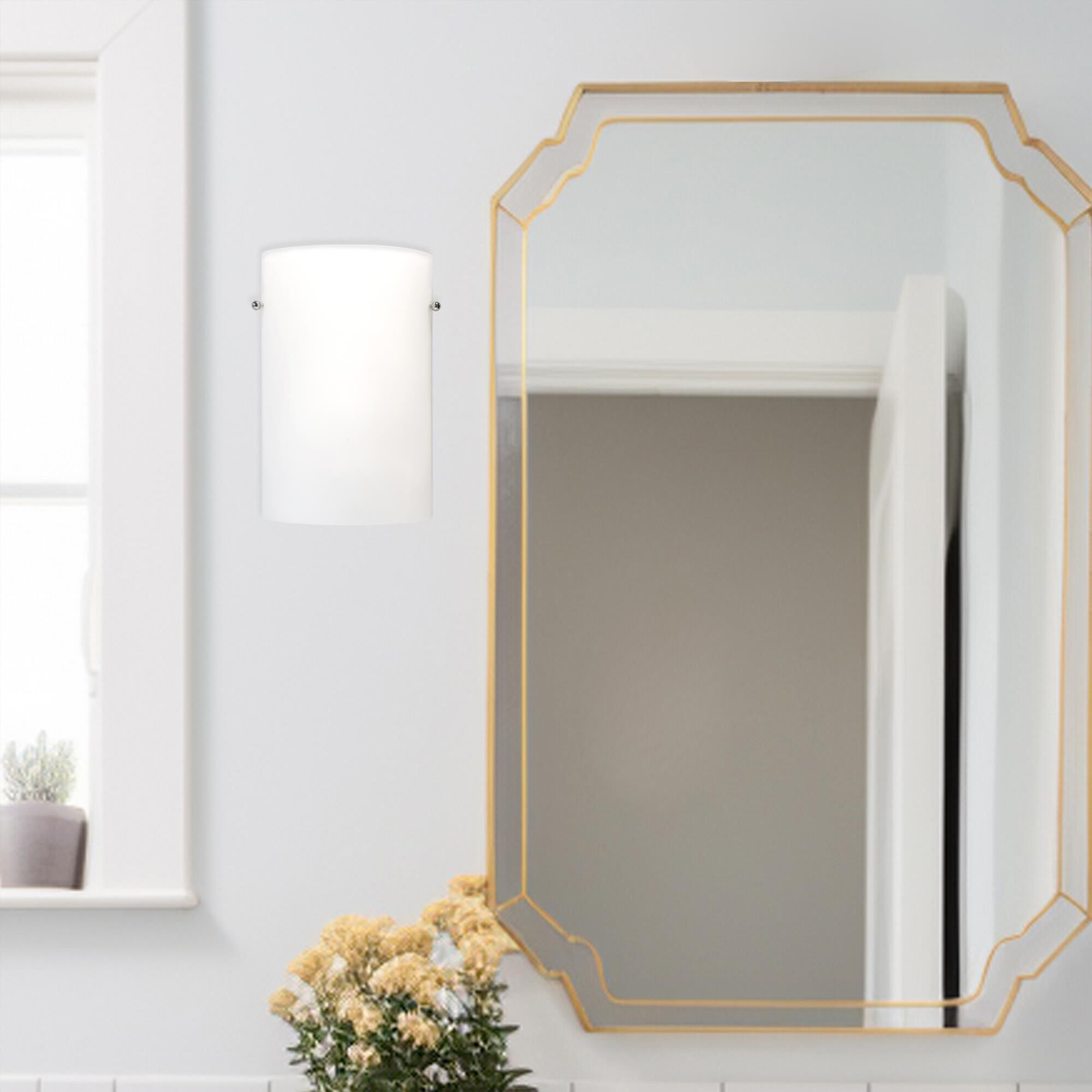 Shown in Brushed Nickel finish and White Opal glass