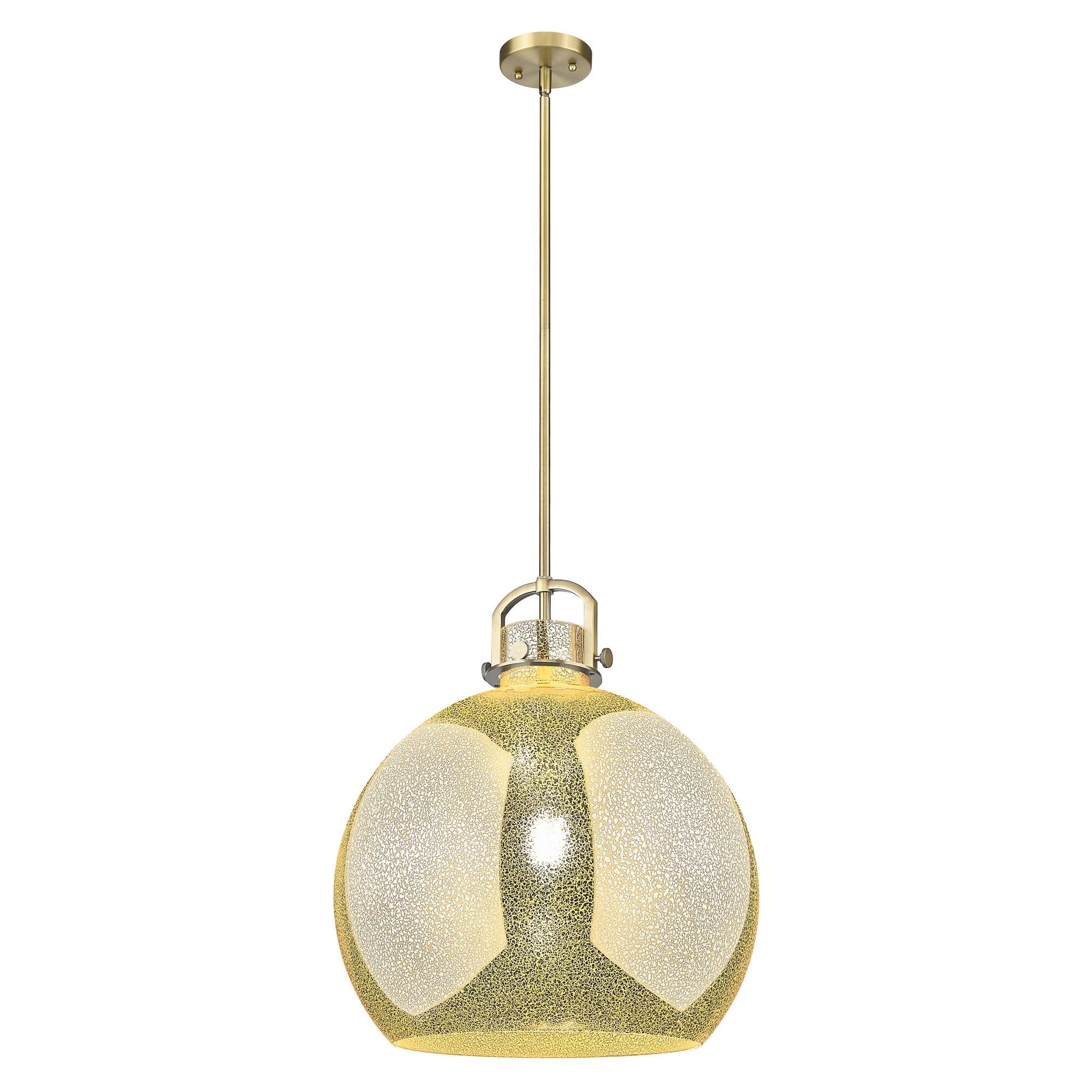 Shown in Brushed Brass finish and Mercury shade