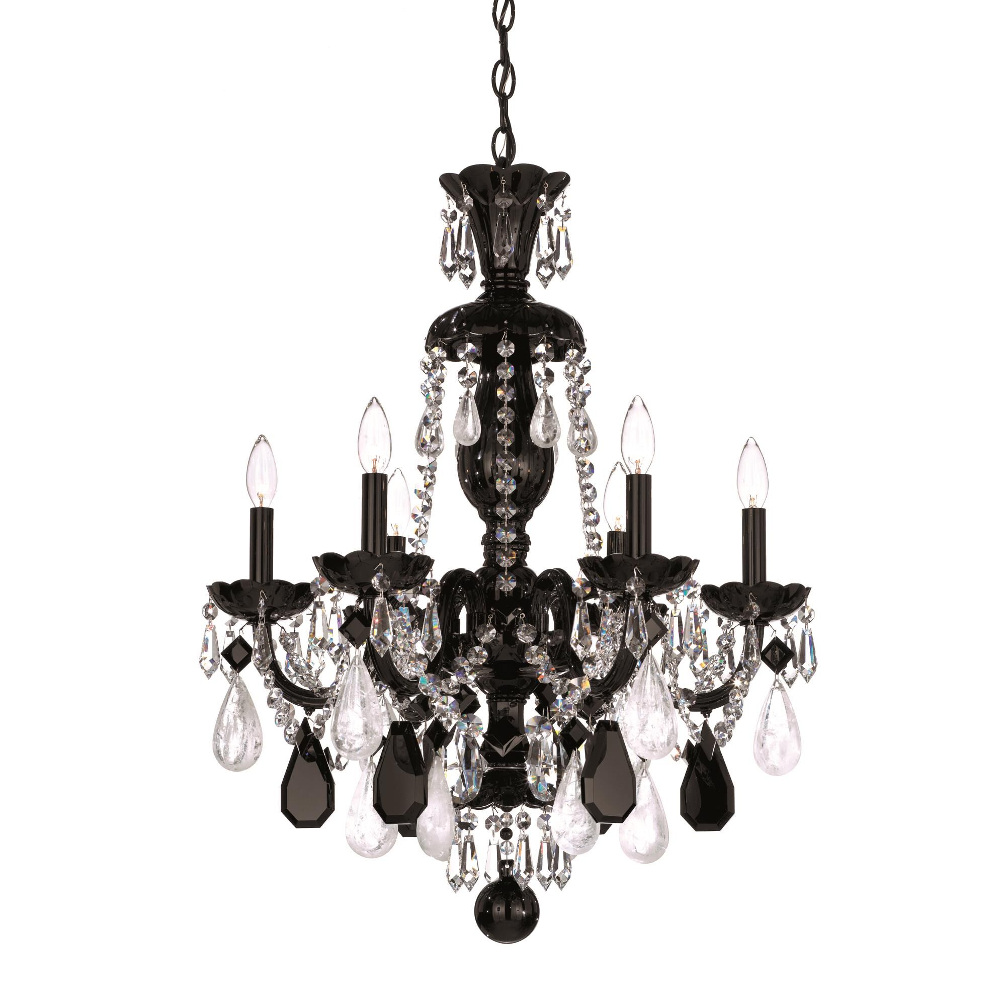 Hamilton Rock Crystal 22 Inch 6 Light Mini Chandelier by Schonbek