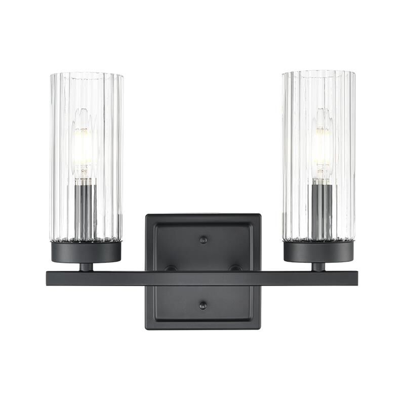 Shown in Matte Black finish and Clear Reeded glass