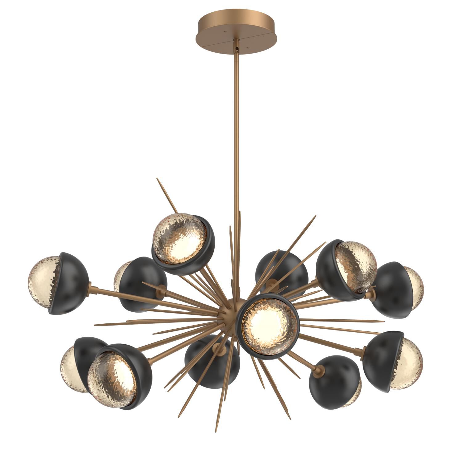 Shown in Novel Brass finish and Amber glass and Matte Black accent