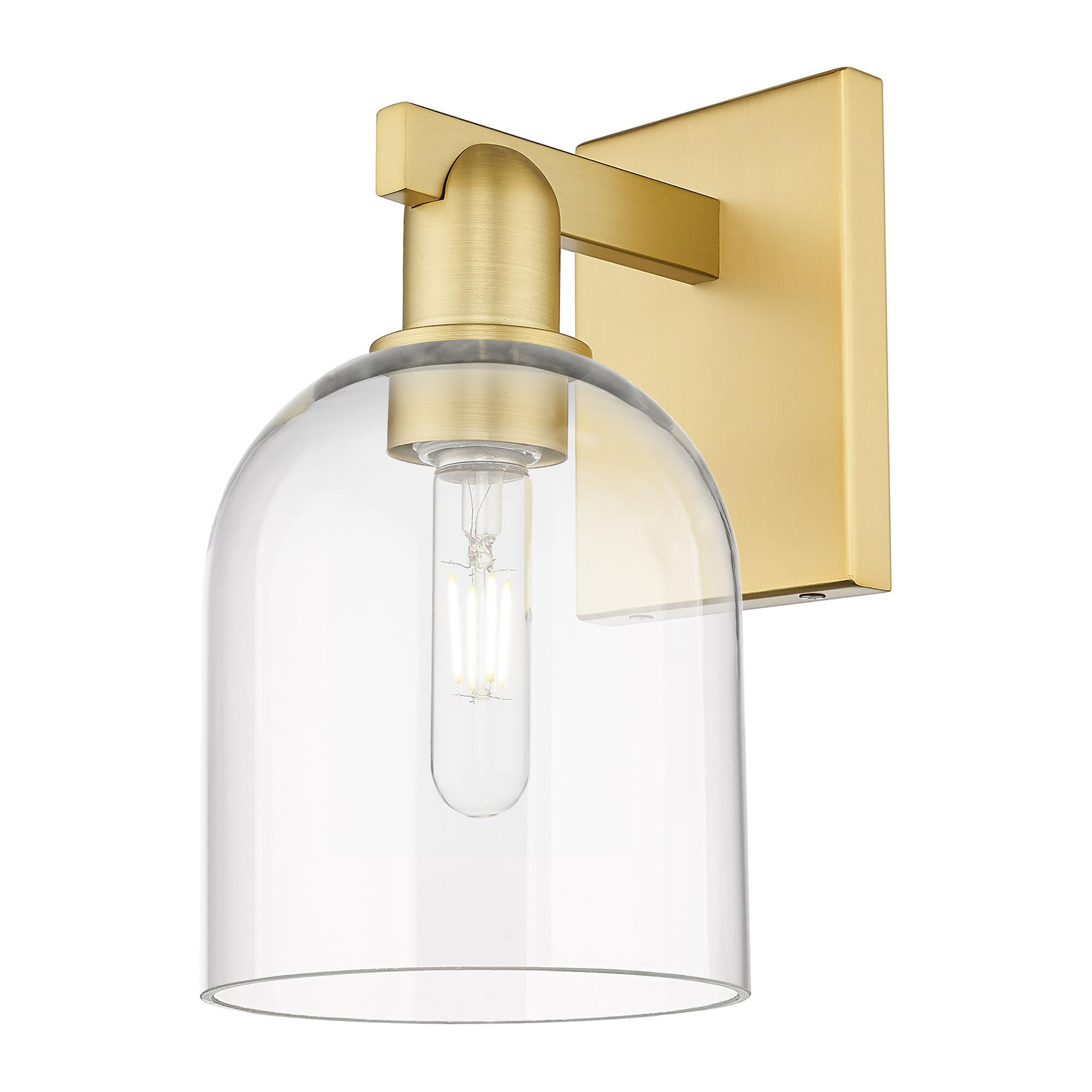 Shown in Satin Gold finish and Clear glass