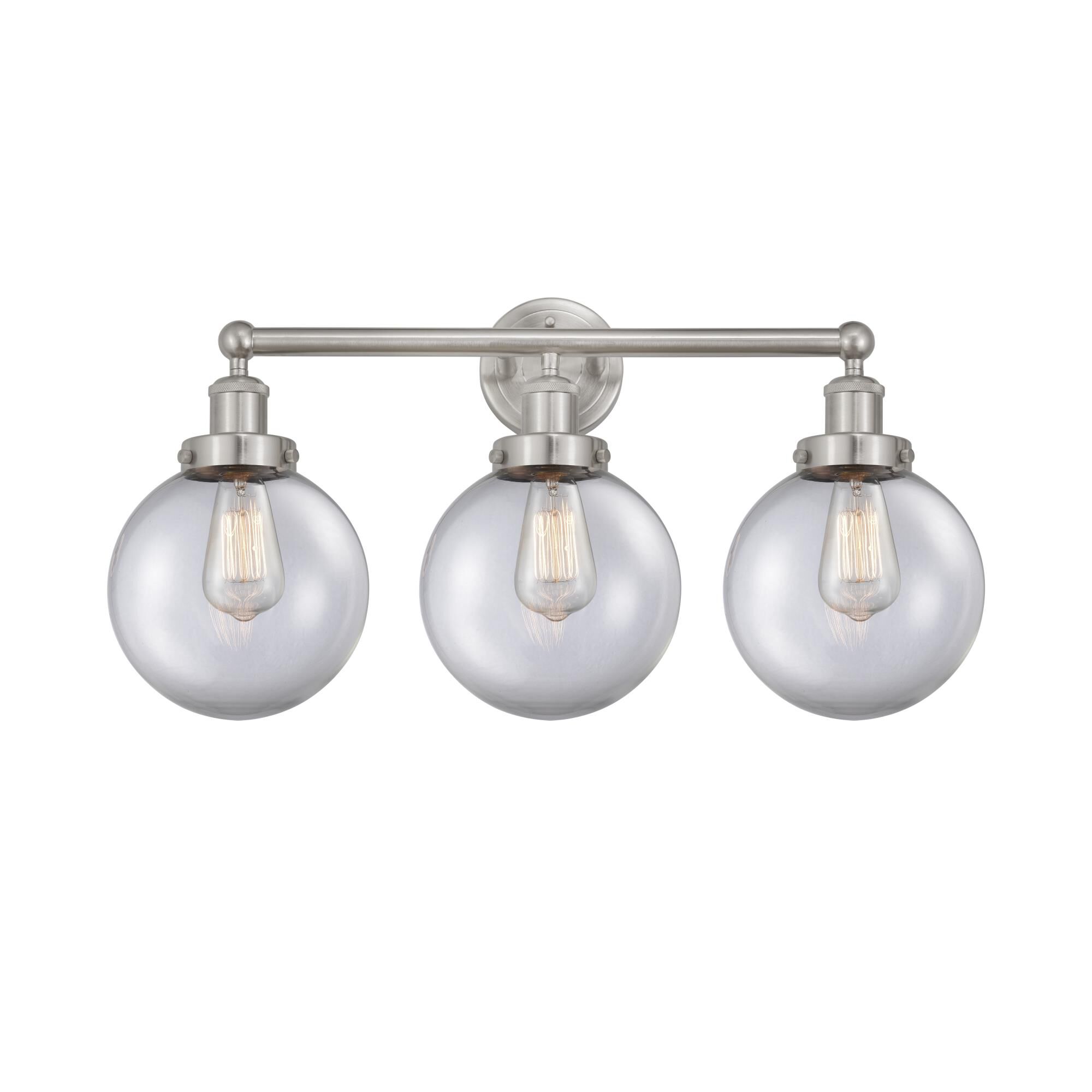 Shown in Brushed Satin Nickel, Clear finish and Clear glass and Clear Glass shade