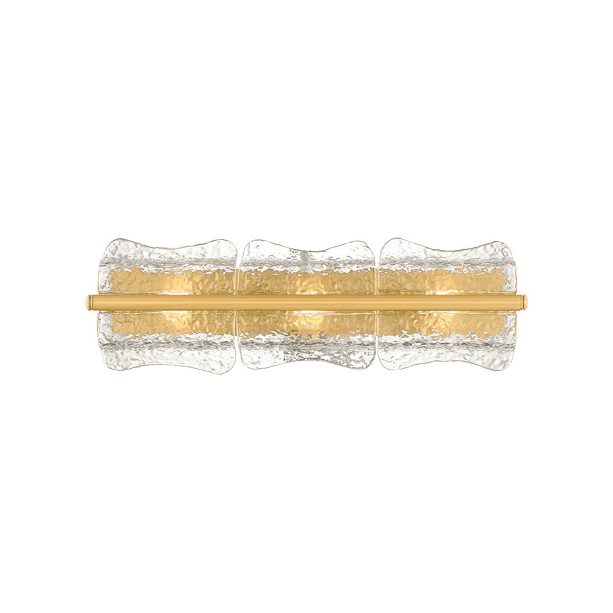 Shown in Aged Brass finish and Clear Optic glass