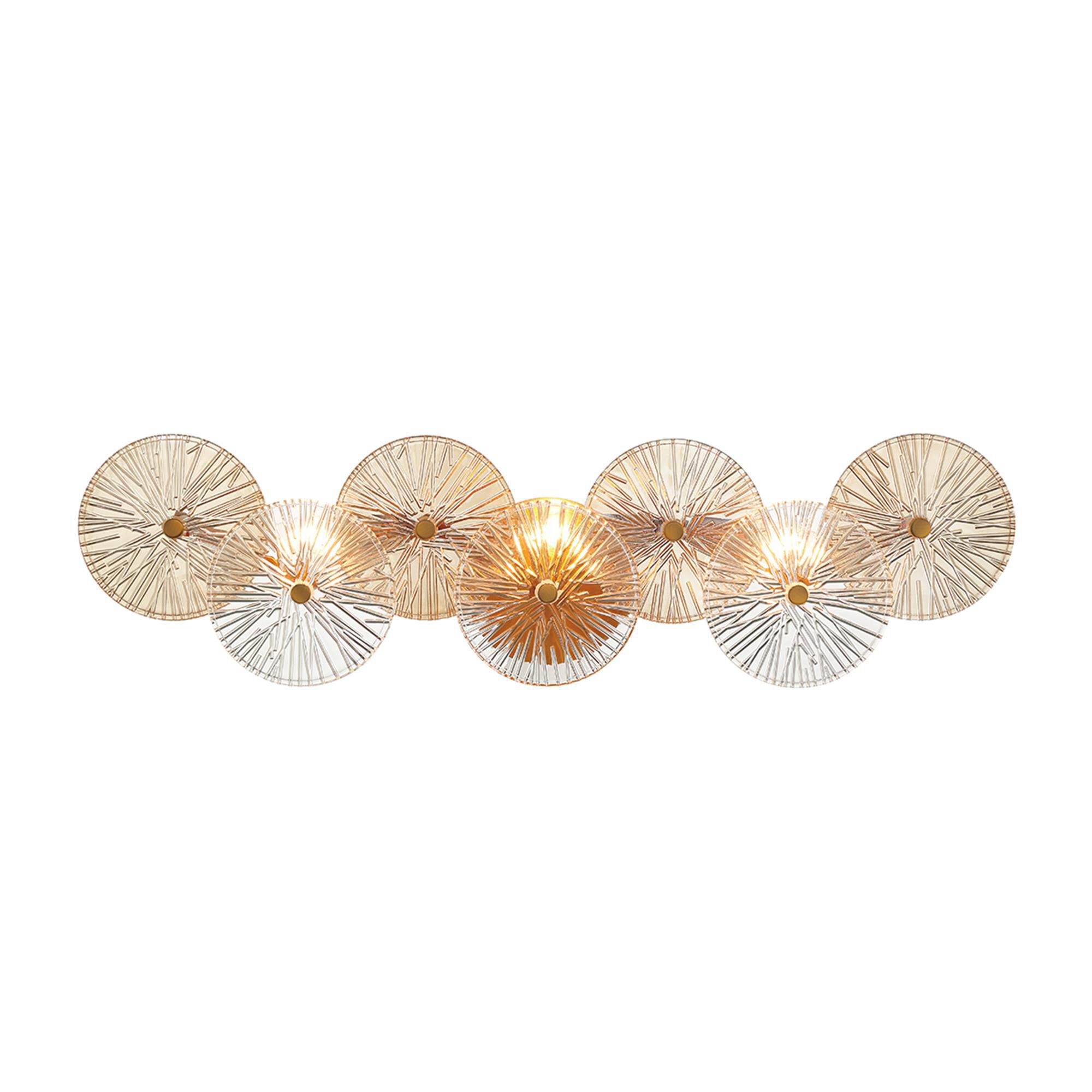 Shown in Brass finish and Clear and Amber glass