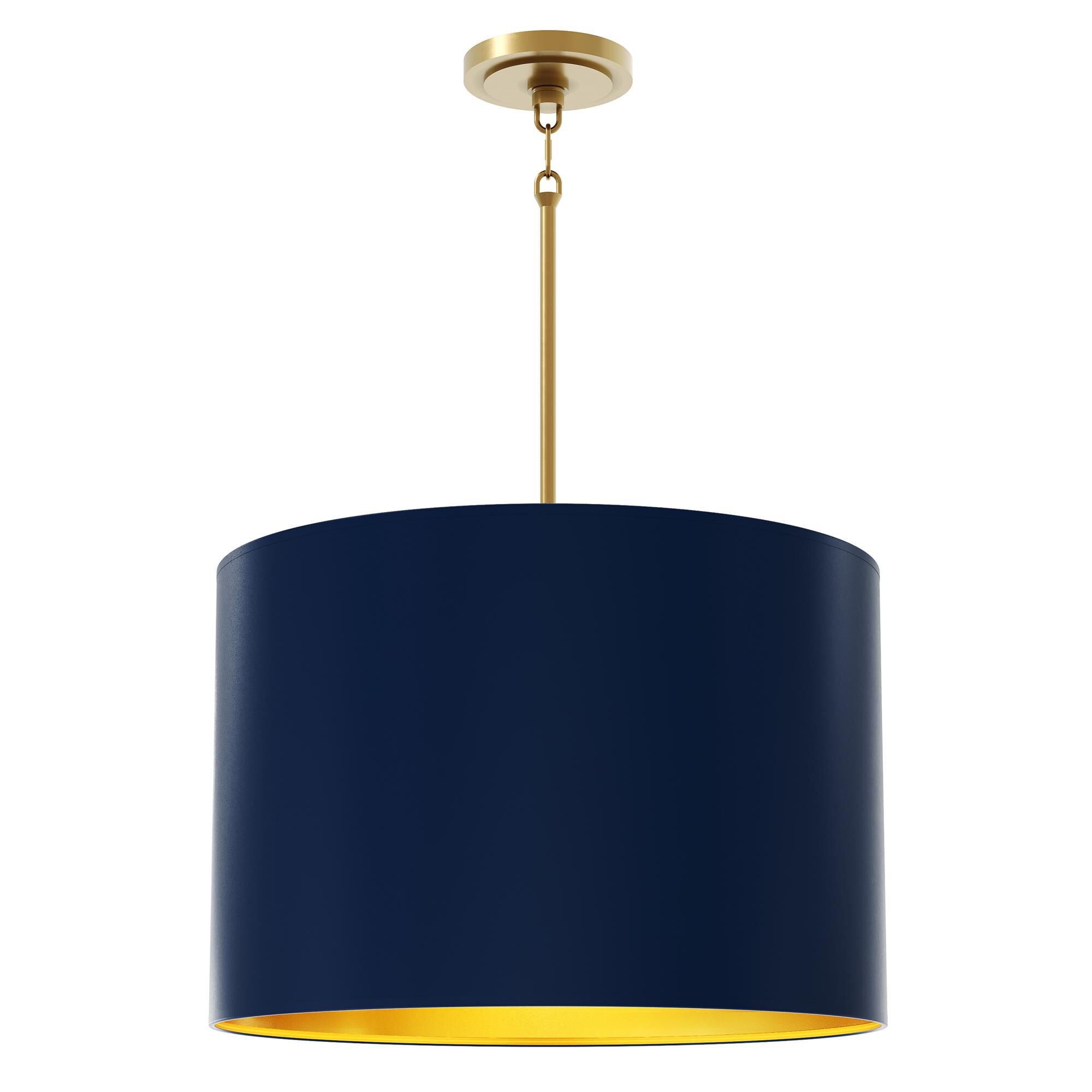 Shown in Modern Brass finish and Matte Midnight Blue with Matte Gold Interior shade