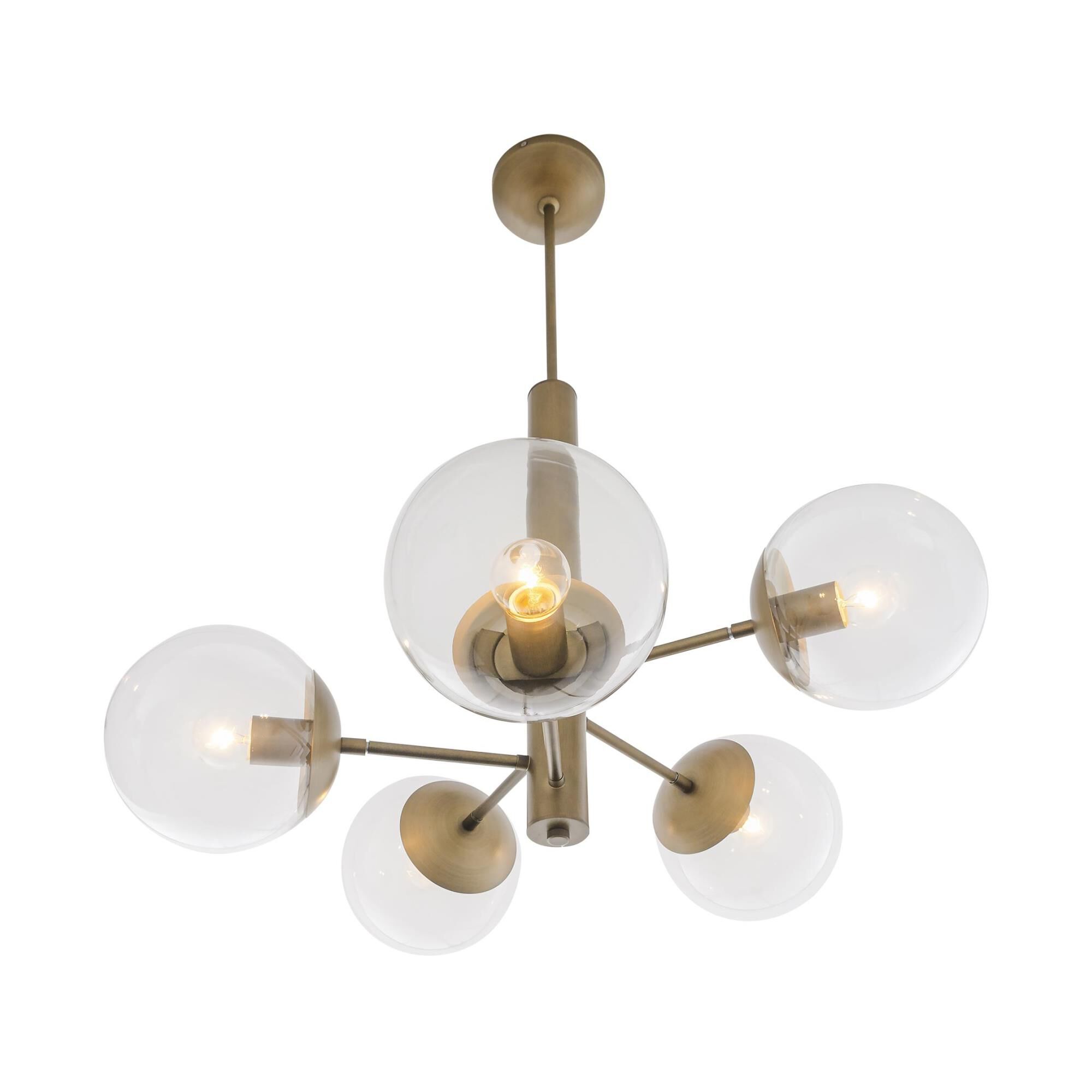 Shown in Antique Brass finish and Clear glass