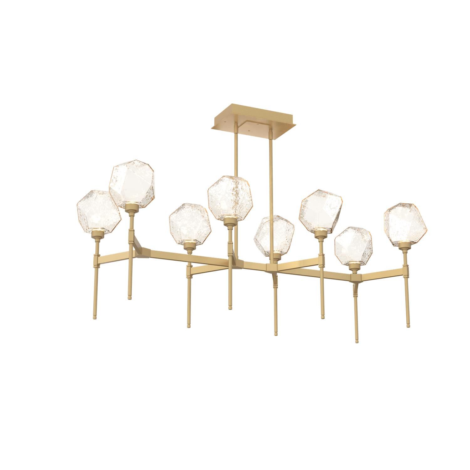 Shown in Gilded Brass finish and Amber glass