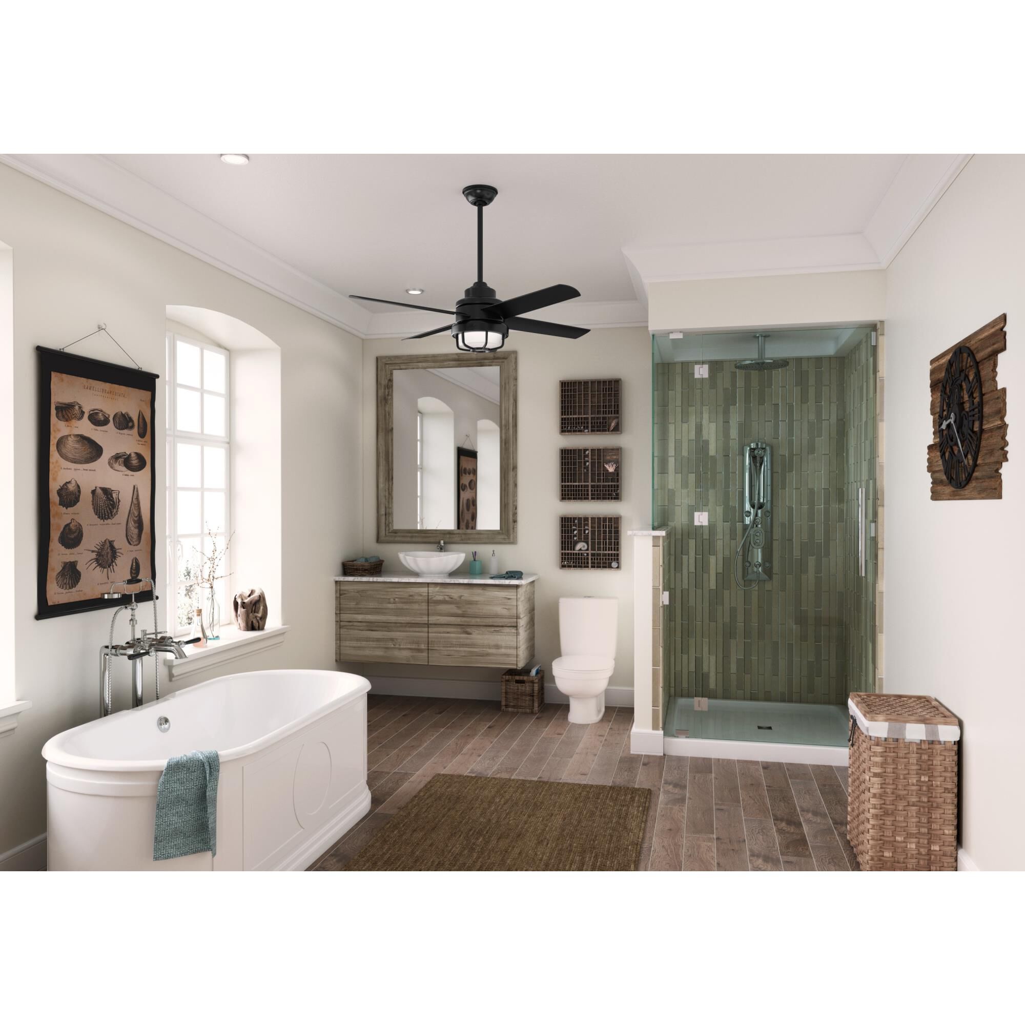 Searow Outdoor Rated 54 Inch Ceiling Fan with Light Kit by Hunter Fan