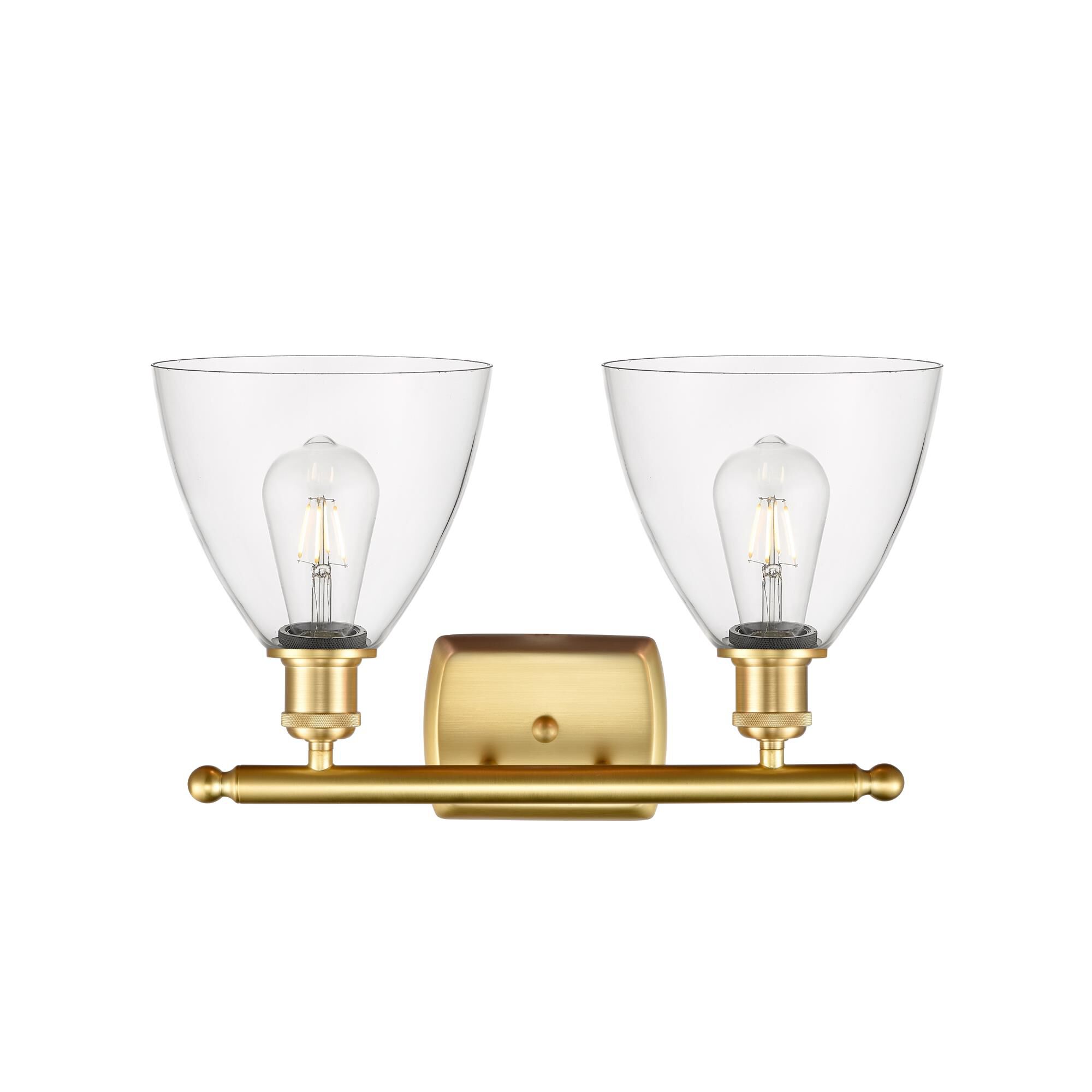 Shown in Satin Gold finish and Clear Ballston Dome glass and No Shade shade