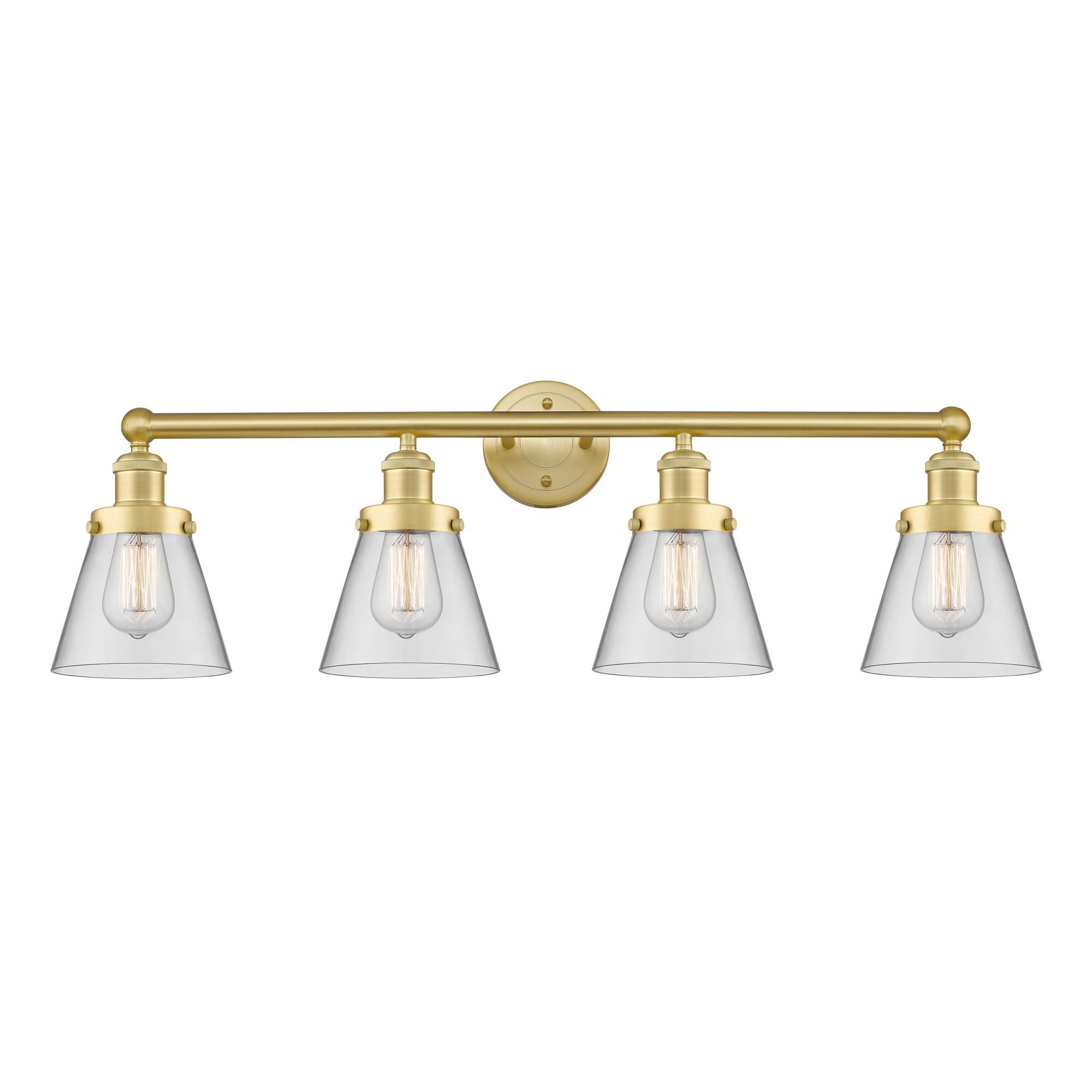 Shown in Satin Gold finish and Clear glass