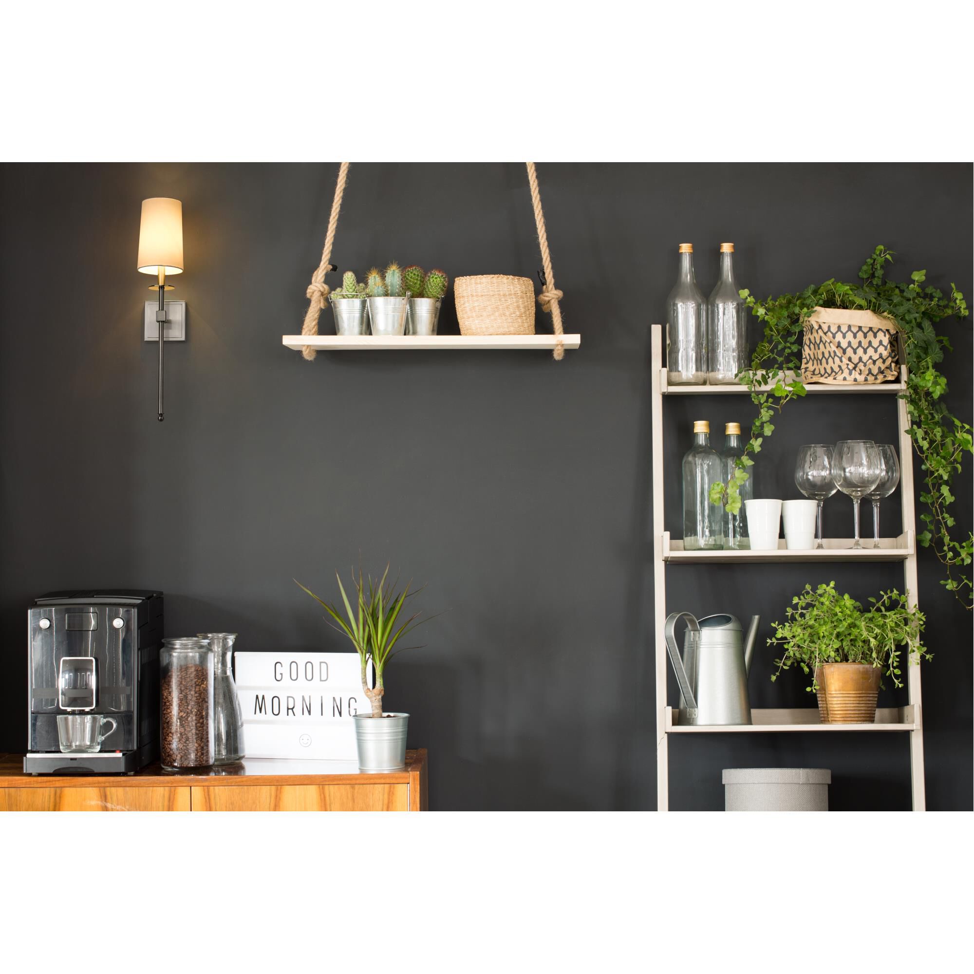 Shown in Brushed Nickel finish and Fabric glass and Fabric shade