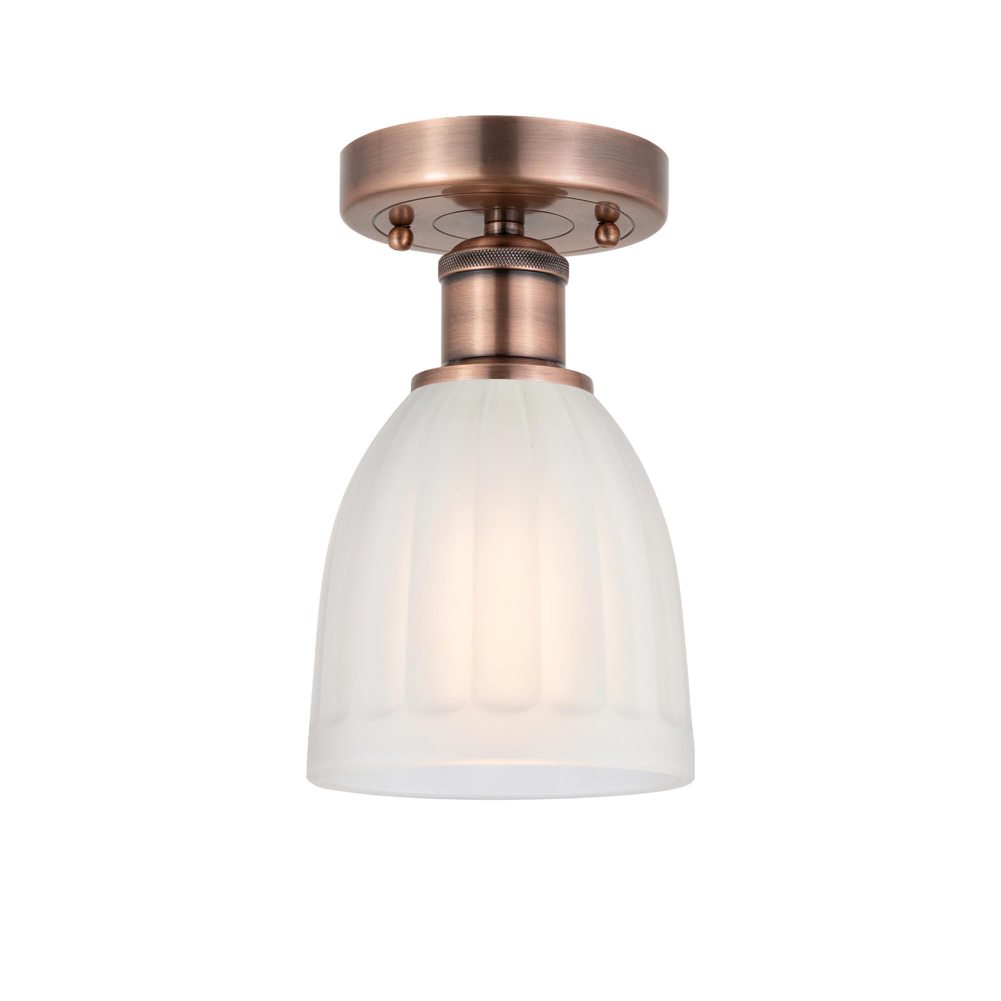 Shown in Antique Copper finish and White glass